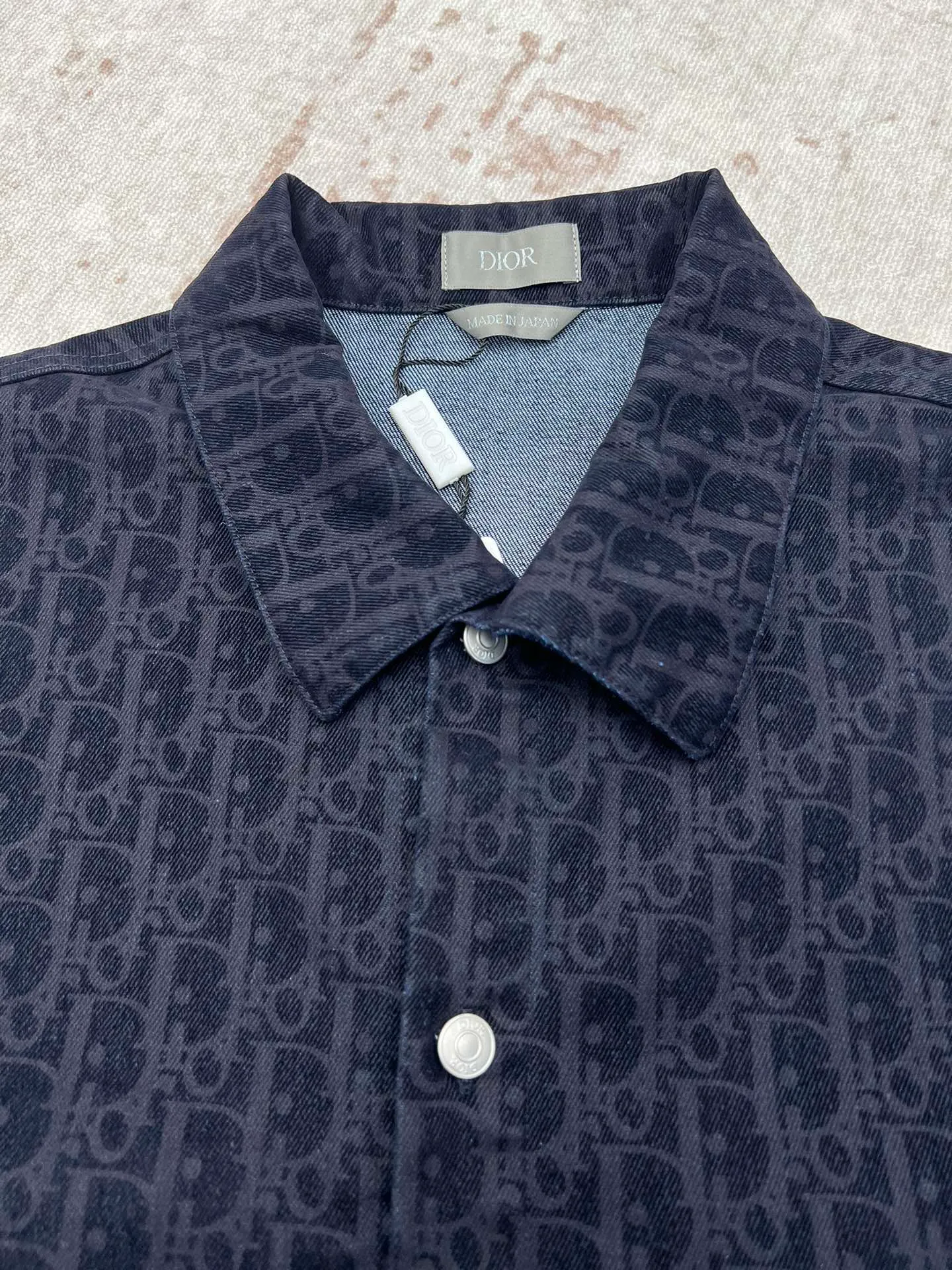 🅿️580 Dior 25ss new coat shirt blue cotton blended twill fabric Oblique printing code number: 46.48.50.52