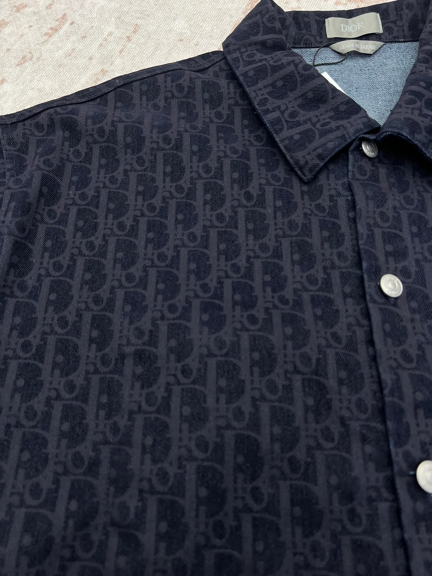🅿️580 Dior 25ss new coat shirt blue cotton blended twill fabric Oblique printing code number: 46.48.50.52