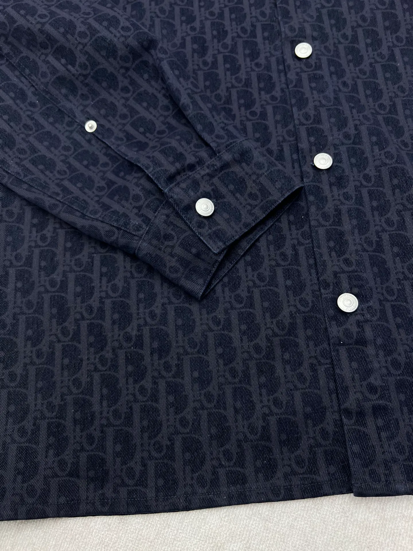 🅿️580 Dior 25ss new coat shirt blue cotton blended twill fabric Oblique printing code number: 46.48.50.52