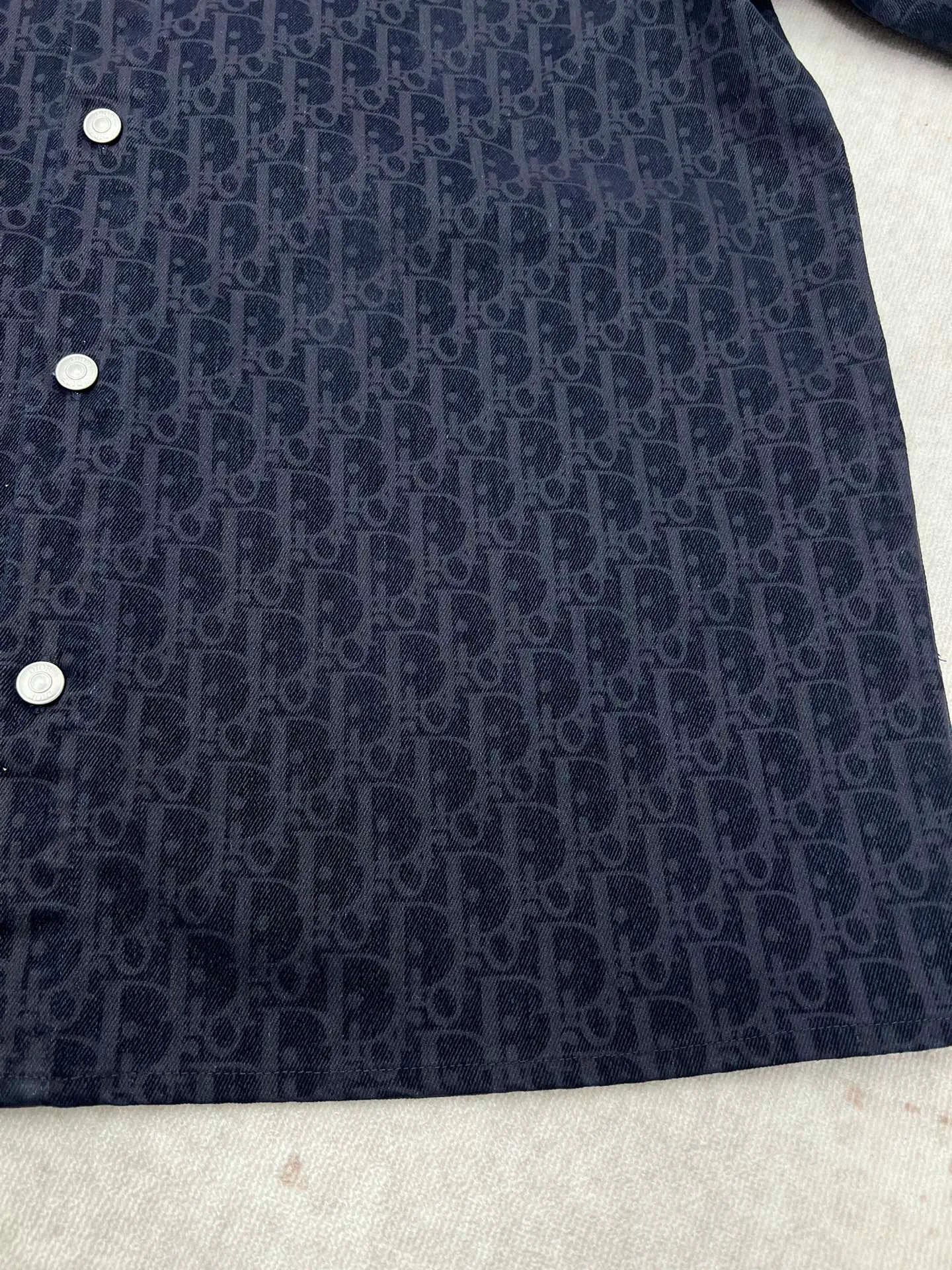 🅿️580 Dior 25ss new coat shirt blue cotton blended twill fabric Oblique printing code number: 46.48.50.52