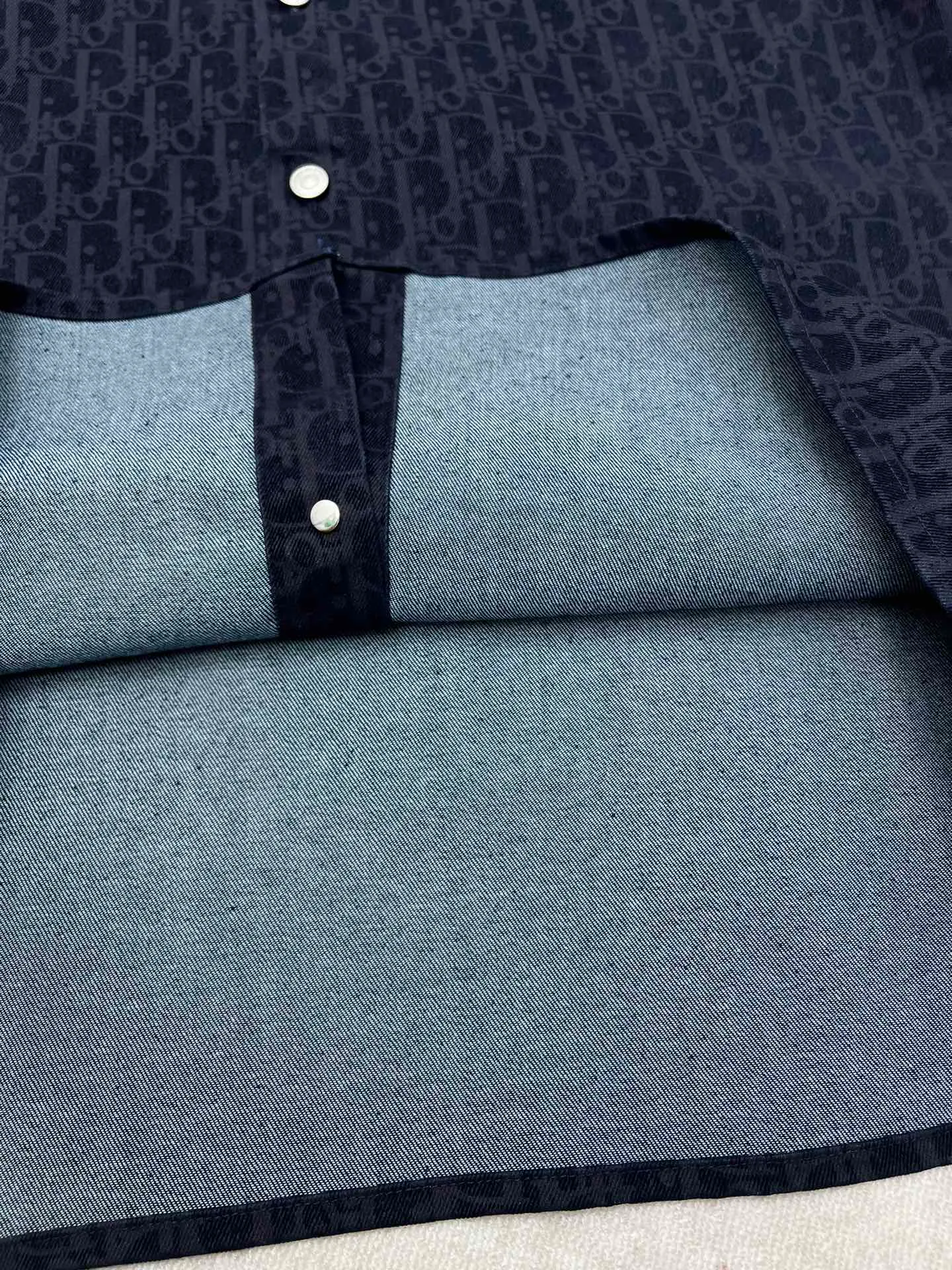 🅿️580 Dior 25ss new coat shirt blue cotton blended twill fabric Oblique printing code number: 46.48.50.52