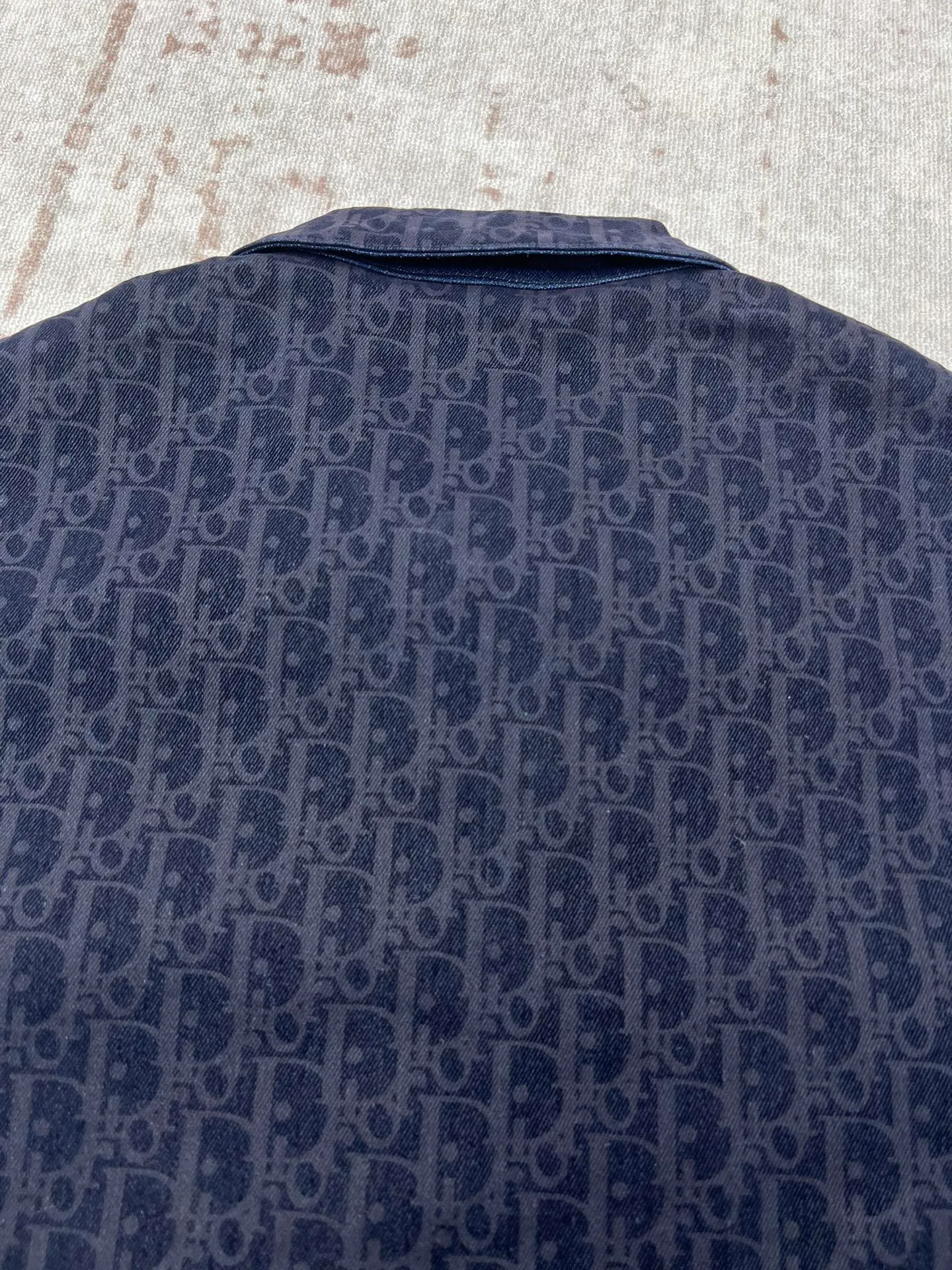 🅿️580 Dior 25ss new coat shirt blue cotton blended twill fabric Oblique printing code number: 46.48.50.52