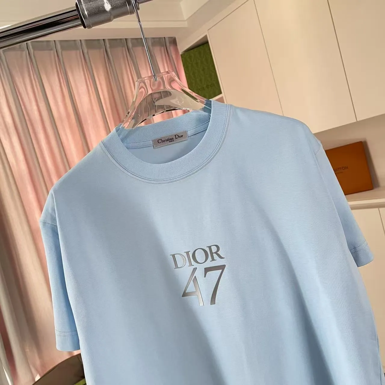 🅿️170 Dio Dior 2025 summer new style Letter logo three-dimensional silicone printing Short-sleeved T-shirt Customized fabric 300g Same style for men and women Color: Black White Sky Blue Iron Gray Size: S M L XL XXL Five codes​