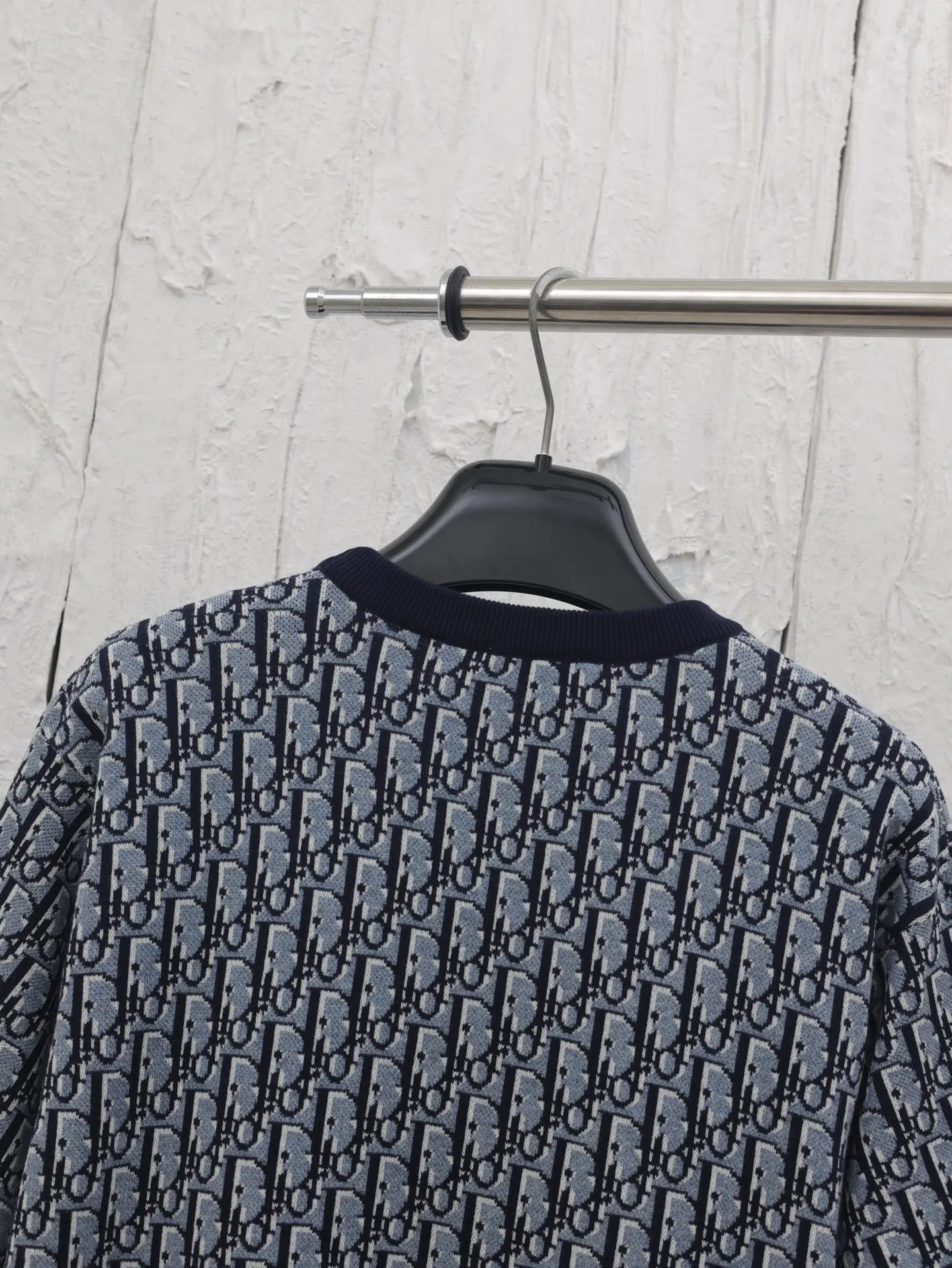 🅿️470 Dio*/Dior 25Ss new jacquard letter sweater. This sweater is decorated with classic Oblique print. Crafted from gray, blue and black cotton jacquard in a straight fit with ribbed detailing. Can be matched with various styles to show your personality Size: S/M/L/XL
