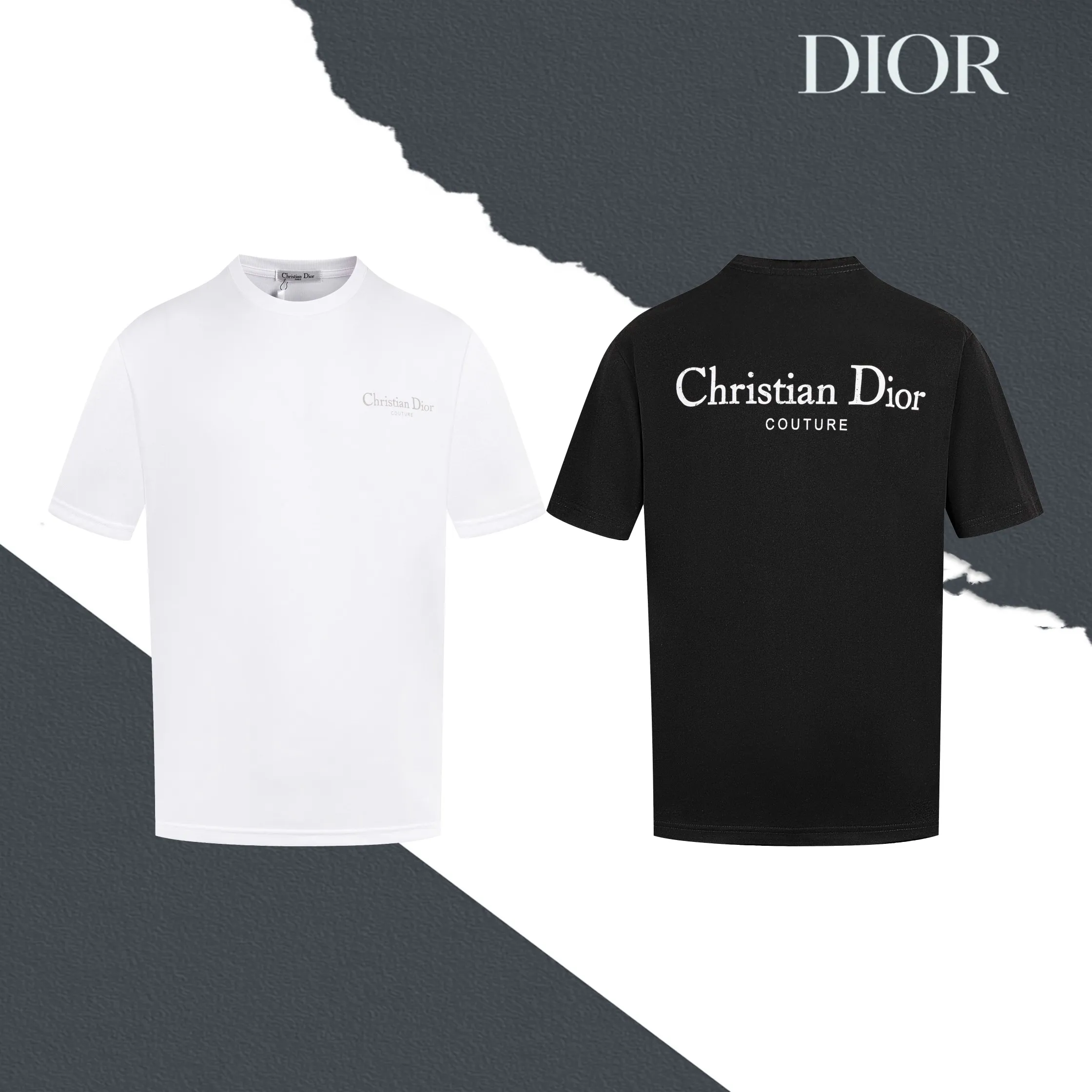🅿️170 Style No. S02 DIOR Dior lettering shabby printed round neck short sleeves on the front and back. Direct-injection printing. Small holes. Full set of packaging. Complete with three labels. Original matching accessories 1:1. Main mark process. Very high-end. It has been pre-shrunk at high temperature. It is not easy to deform after repeated washing. Pure cotton 280 grams. High weight 32 double yarns. No pilling. No fading. Comfortable and breathable. Matching 1x1 thread in the same cylinder. Oversize loose version. Can wear up to 220 pounds Color: black white Size: XS-L
