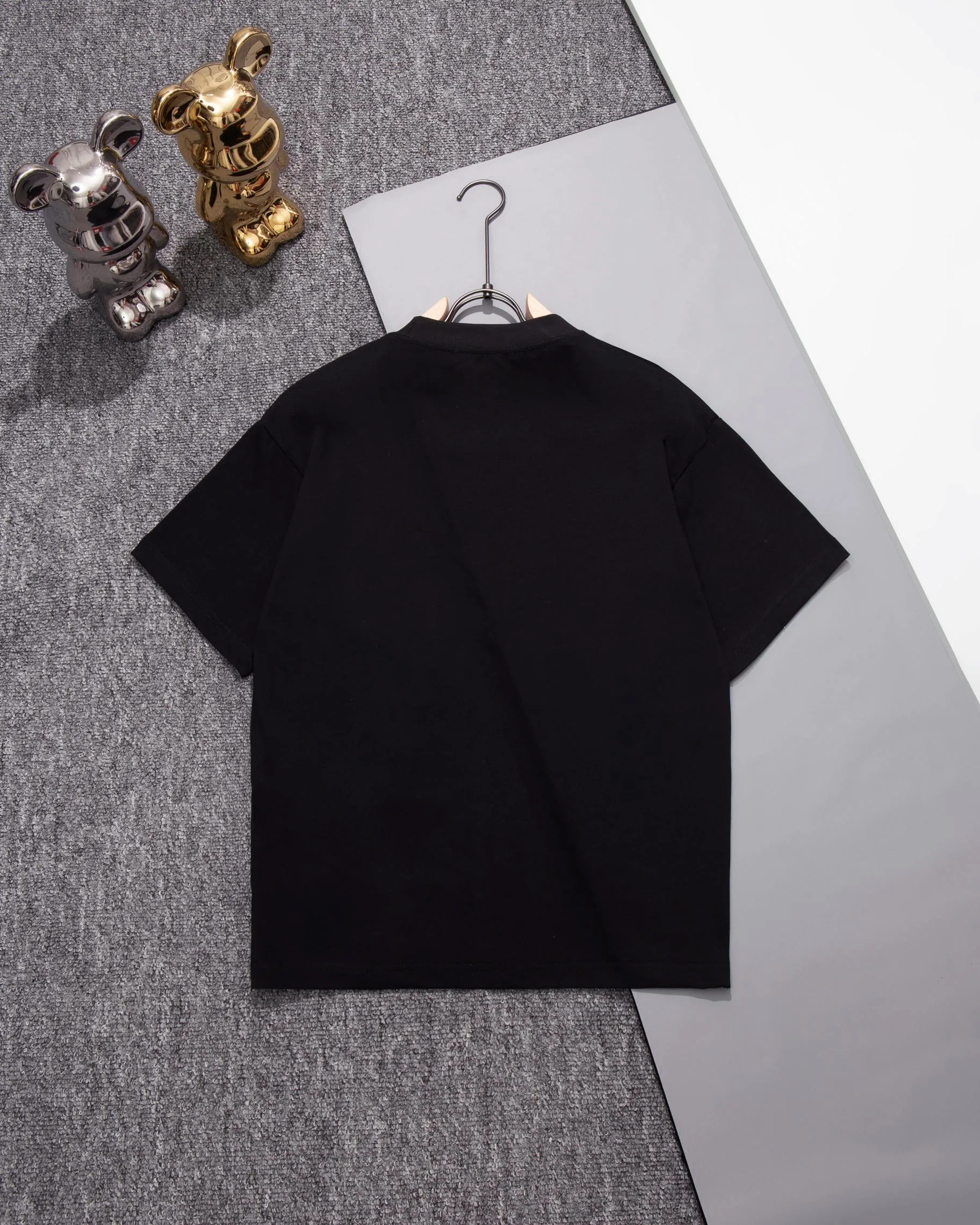 🅿️200 DIOR Dior round neck short-sleeved T-shirt printed hot diamond LOGO official synchronization 1:1 original mold opening fashion personality versatile trend pure original quality original washed fabrics hangtag collar label washed wheat complete three standards Color: Black. White. Size: S M L XL