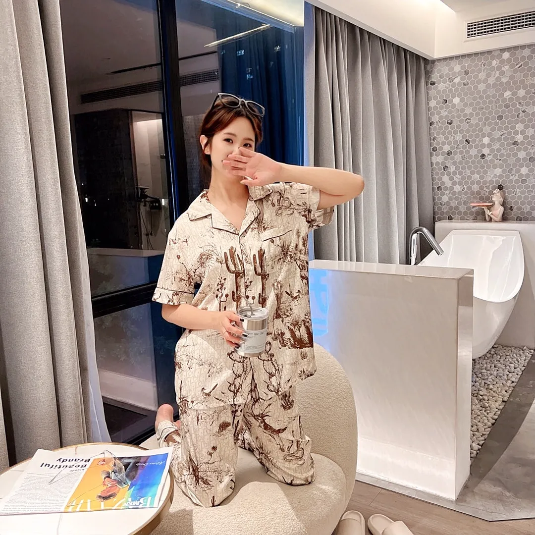 🅿️360 2024 DIOR Dior home wear, high-end Korean silk fabric, skin-friendly, soft and comfortable, couple size M～XXXL
