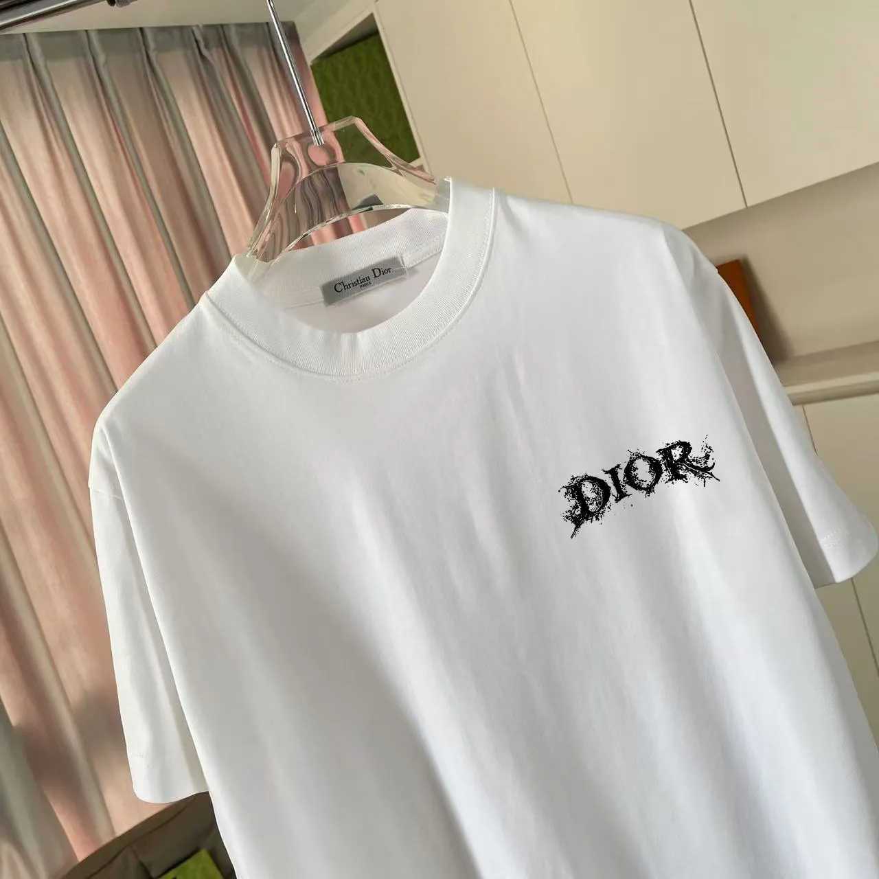 🅿️170 Dio Dior 2025 summer new style Personalized letter logo printing Short-sleeved T-shirt Customized fabric 300g Same style for men and women Color: black white lake green sky blue Size: S M L XL XXL five sizes ​