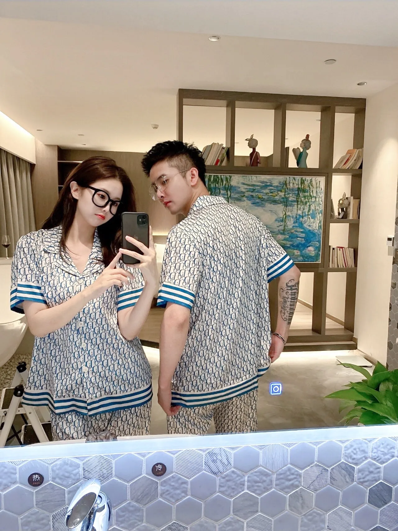 🅿️360 Dior home wear, high-definition Korean silk fabric, soft and comfortable on the skin, same style for men and women, women's size: XS～M, men's size: M～XXXL