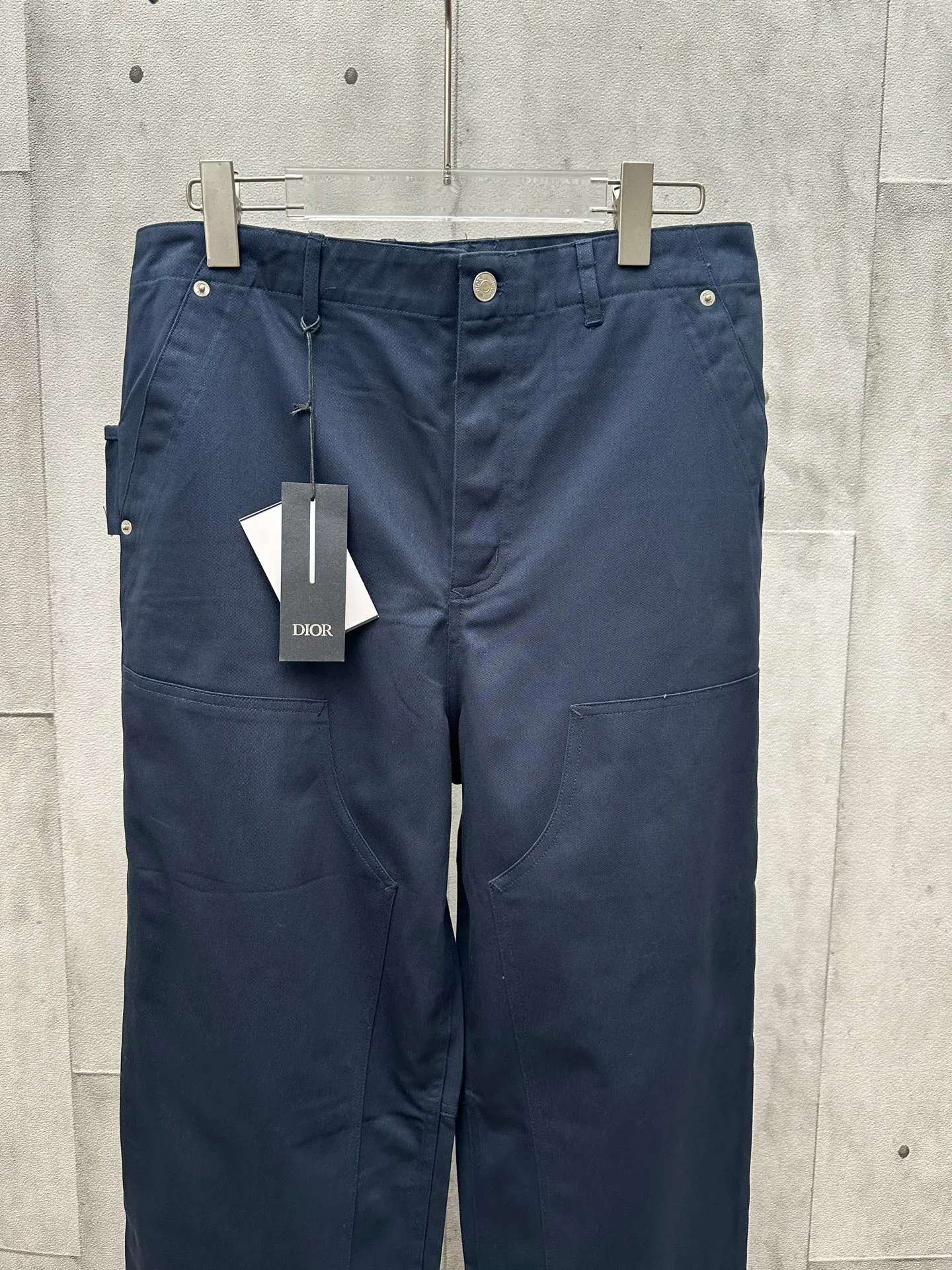 🅿️500 DIOR Dior 25ss new navy blue cotton twill trousers. Classic style shows casual style. Drawstring at the bottom. Size: S M L XL