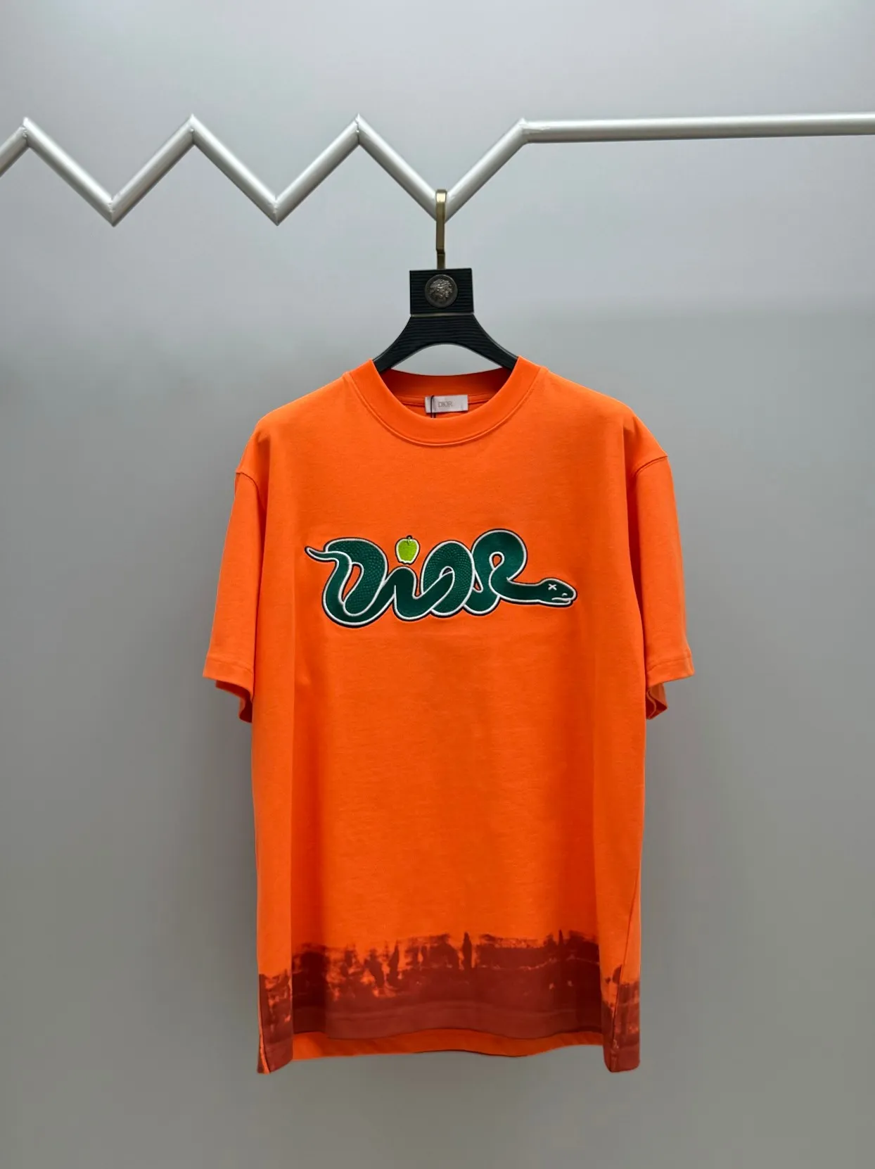 🅿️240 (top version with different currency) Will not be taken off the shelves all year round, sell with confidence Style: Dior/DIO.R short-sleeved T-shirt Fabric: 300g heavy double yarn 100% cotton Rib: 320g heavy Sorona 1*1 trendy brand Craftsmanship: embroidered logo + painting Color: White Orange Size: XS S M L No gender distinction, same style for men and women