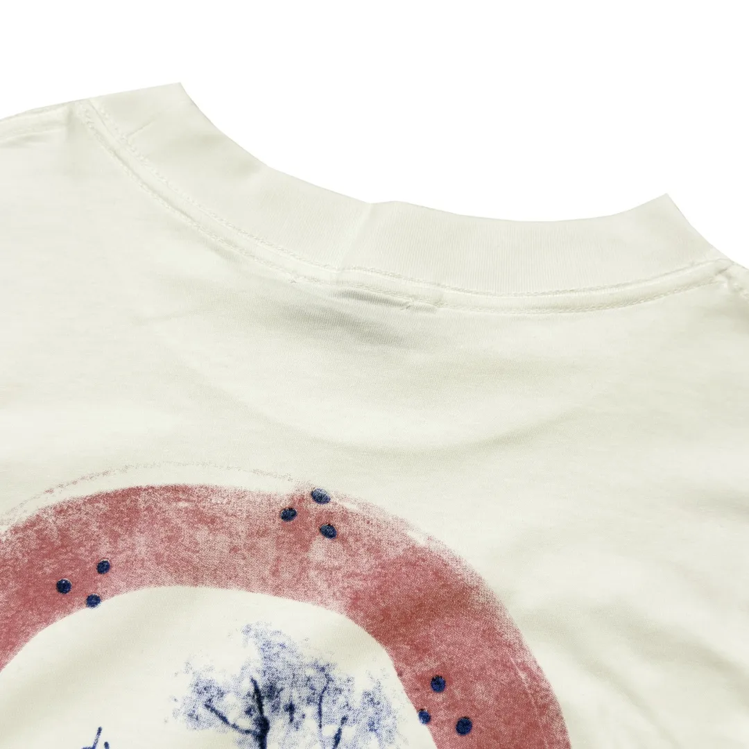 🅿️210 CD Summer 25ss Pink Circle Illustration Digital Printing Round Neck Short Sleeve Size XS-L