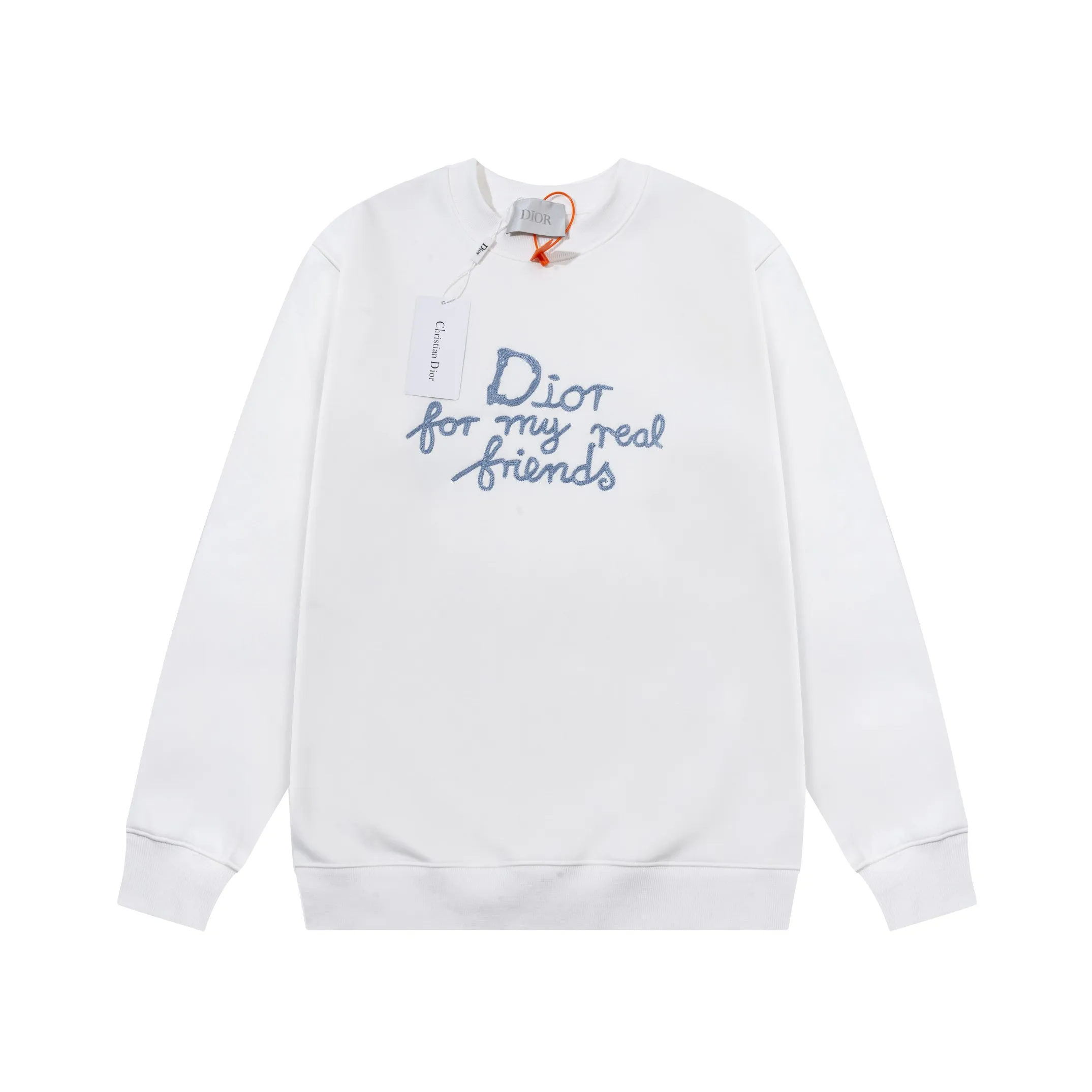 🅿️290 Dior DIOR's new embroidered round neck sweatshirt, the fabric is comfortable and soft. Composite Austrian velvet. High quality 🔥 Logo letters on the front are embroidered with high craftsmanship, and the ribs are specially customized to restore the trend brought by special craftsmanship. Customized dyeing, complete with three standards. Non-market ordinary version. Compare at will. Quality is absolutely guaranteed. Same style for men and women. Color: Black White Navy Code Number: S M L XL [Style No. A3352]