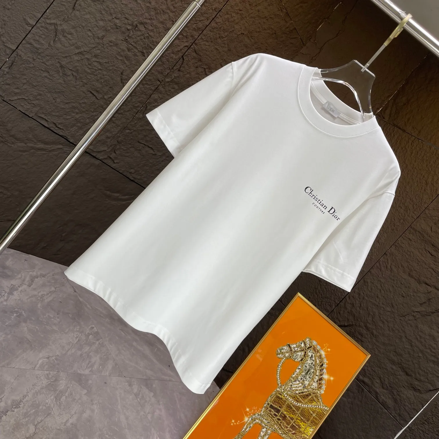 🅿️170 Dio* Dior* 2025 Spring and Summer New Short Sleeve T-shirt Heavy Cotton Personalized Print Color: Black White Size: S M L XL XXL