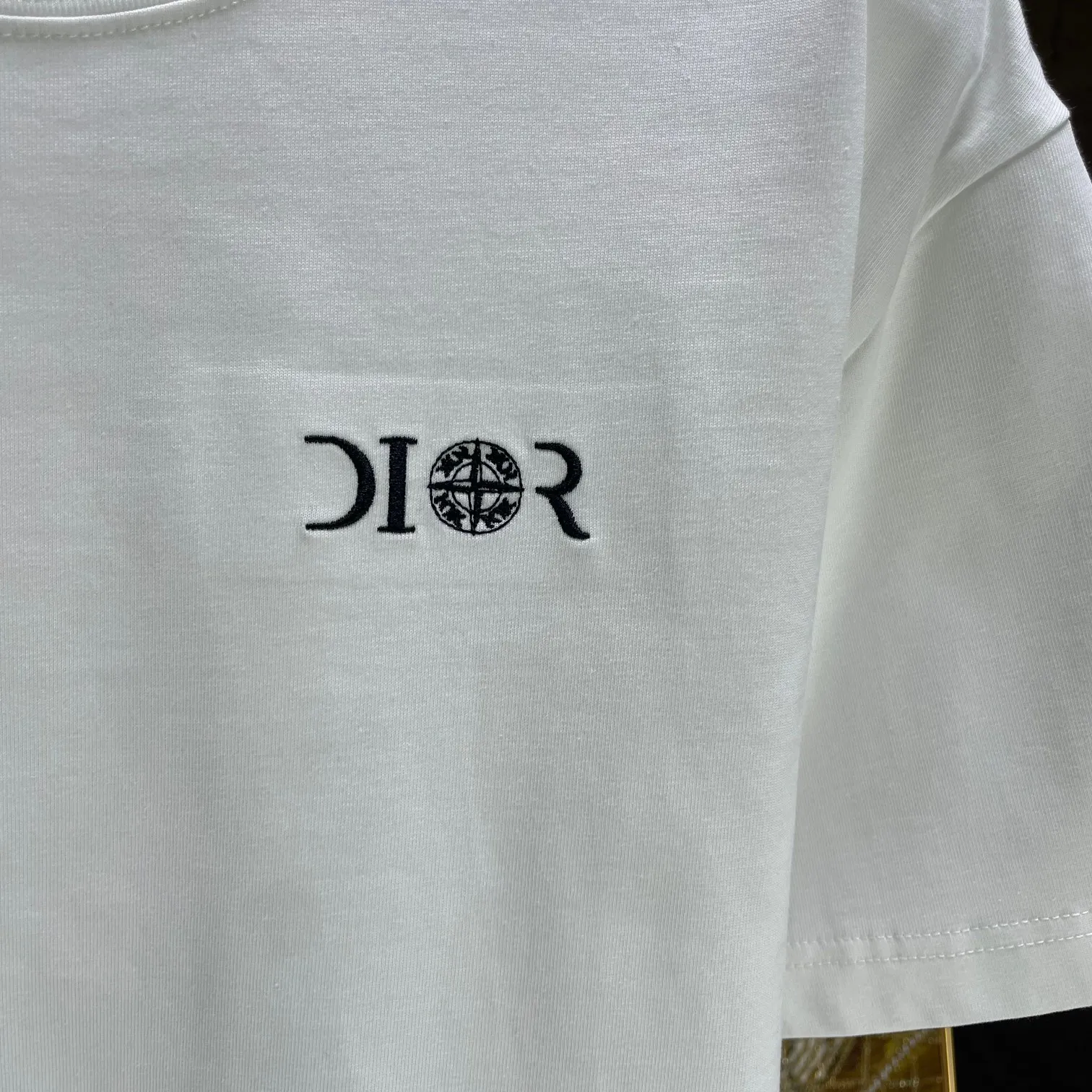 🅿️190 Dior* Dior* 2025 spring and summer new short-sleeved T-shirt Heavy cotton letter logo embroidery Color: black white Size: S M L XL XXL