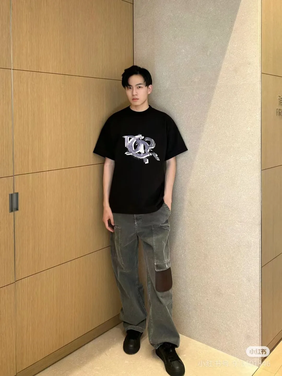 🅿️170 [DIOR Dior] 2025FW short-sleeved T-shirt LOGO printing High-end 26s double yarn 300g fabric Heavy fabric Customized frame ribbing in the same cylinder and dyeing Complete three standards Same style for men and women Color: Black White Size: S M L XL 2XL