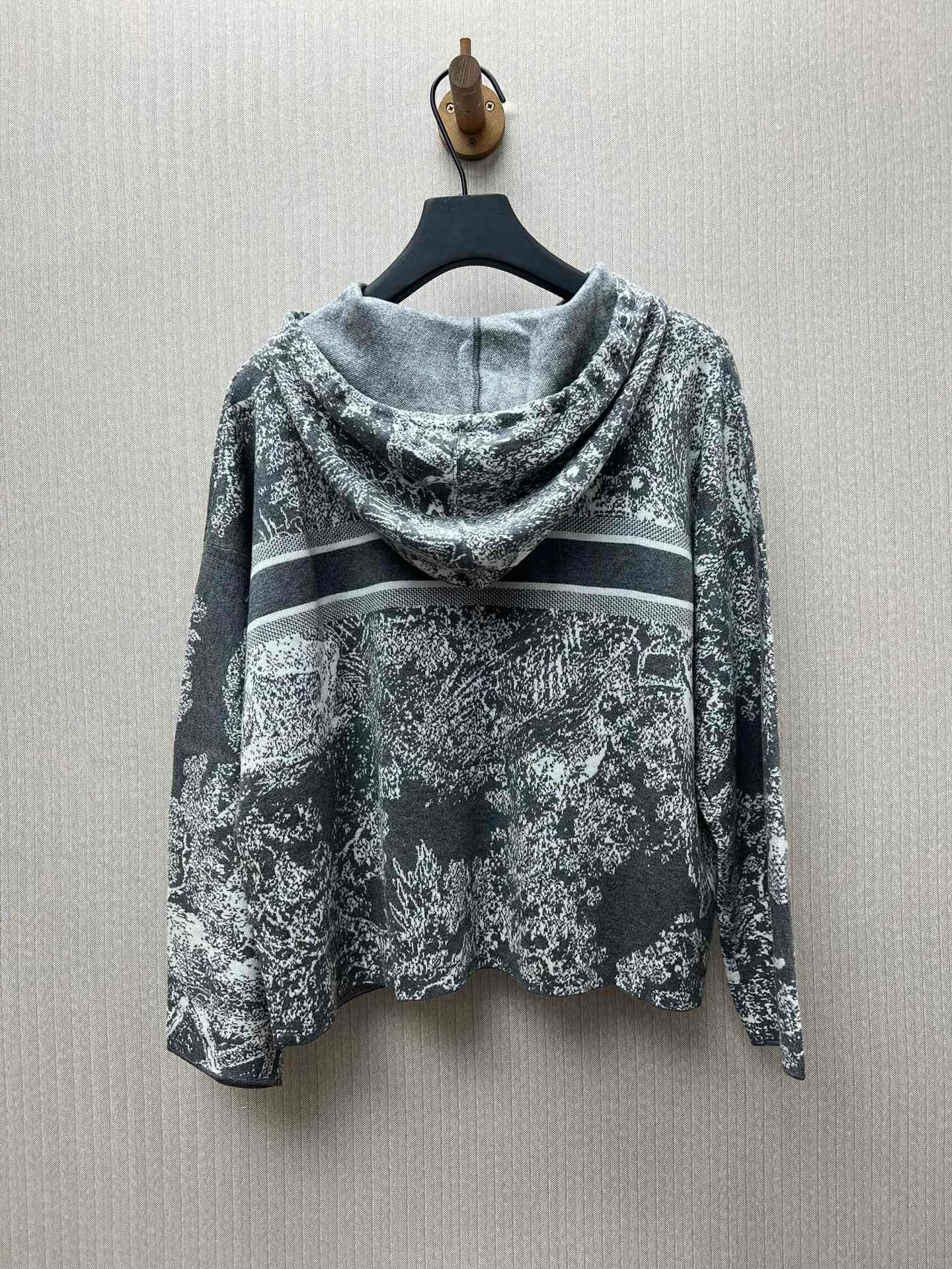 🅿️680 complete set of Dior 25ss new letter logo Rui jungle jacquard loose hooded long-sleeved pullover knitted sweatshirt! Size: S.M.L.