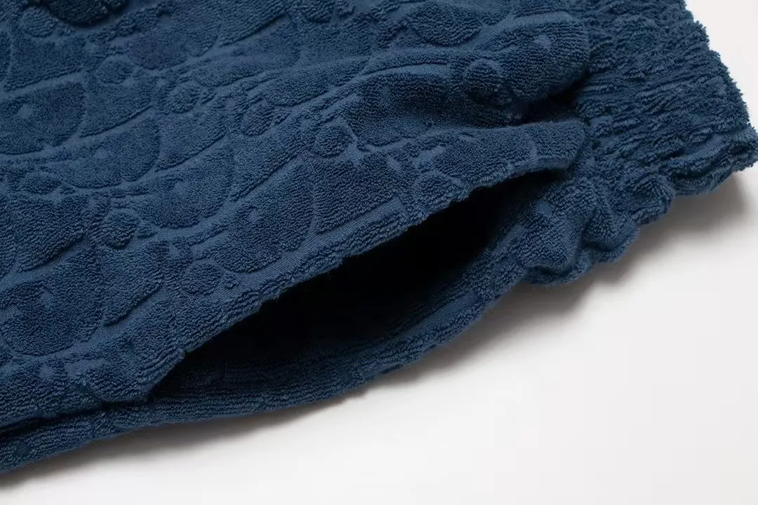 🅿️170 ❥B806# High quality Dior 2025Fall spring and summer new series Presbyopia jacquard terry shorts Custom-woven and dyed pure cotton 100% gram weight 300G fabric Positioning and tailoring heavy-duty material size: S M L XL Color: blue