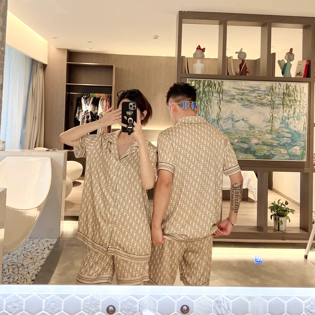 🅿️360 2024 DIOR Dior home wear, high-end Korean silk fabric, skin-friendly, soft and comfortable, couple size M～XXXL