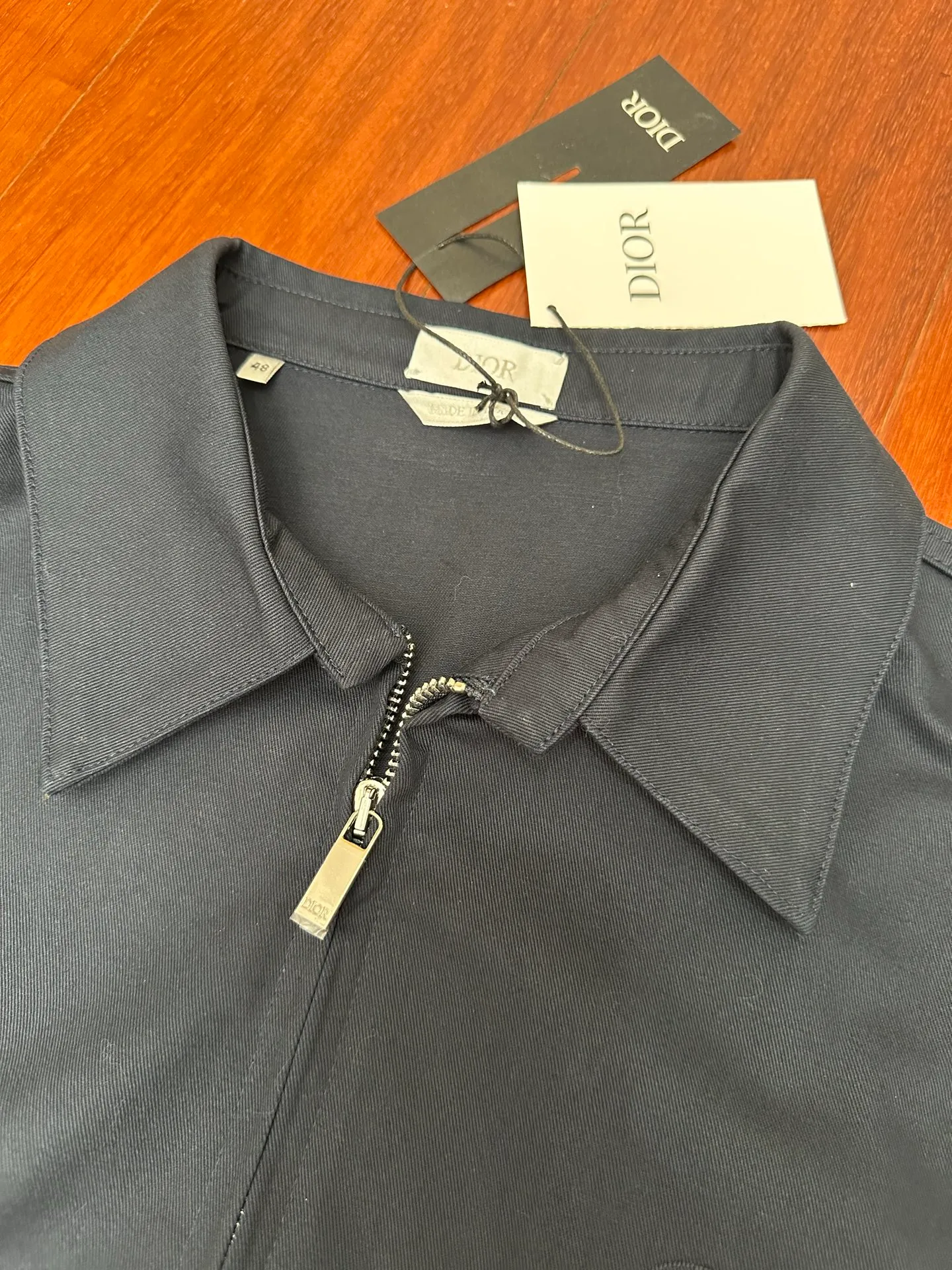 🅿️540 DIOR Dior 25ss new navy blue cotton twill jacket. Classic style shows casual style. Drawstring at the bottom. Size: S M L XL