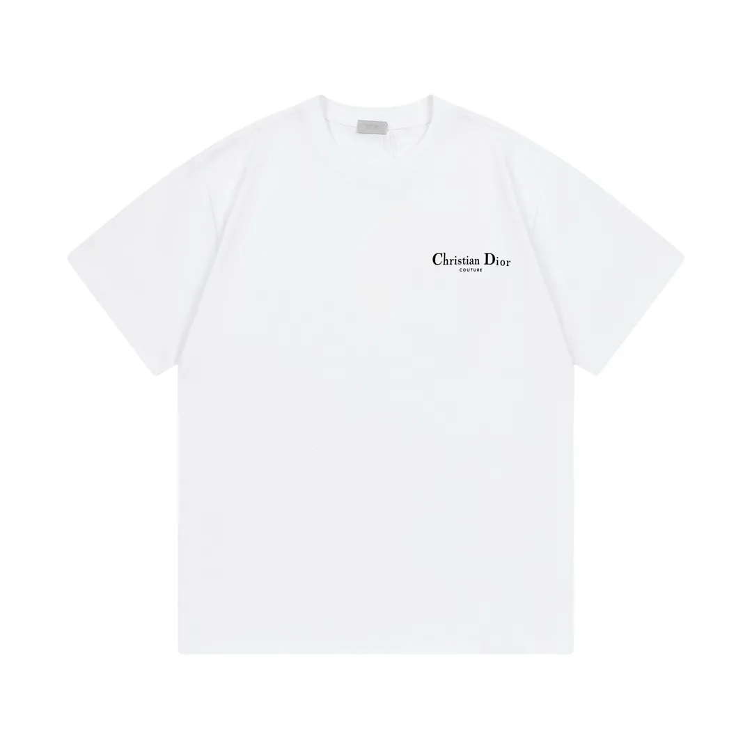 🅿️170 Dior Dior official website synchronization Huang Zitao Xu Yiyang upper body style Customized 270g double yarn pure cotton fabric CD letter logo on the front and back Couple style short-sleeved T-shirt Color: White Size: XS-L