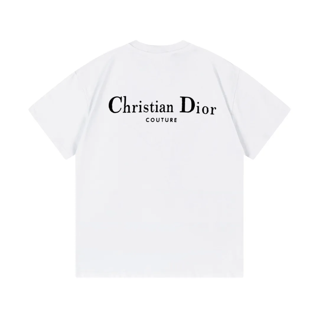 🅿️170 Dior Dior official website synchronization Huang Zitao Xu Yiyang upper body style Customized 270g double yarn pure cotton fabric CD letter logo on the front and back Couple style short-sleeved T-shirt Color: White Size: XS-L