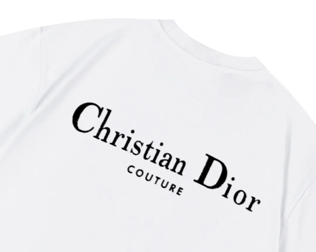 🅿️170 Dior Dior official website synchronization Huang Zitao Xu Yiyang upper body style Customized 270g double yarn pure cotton fabric CD letter logo on the front and back Couple style short-sleeved T-shirt Color: White Size: XS-L