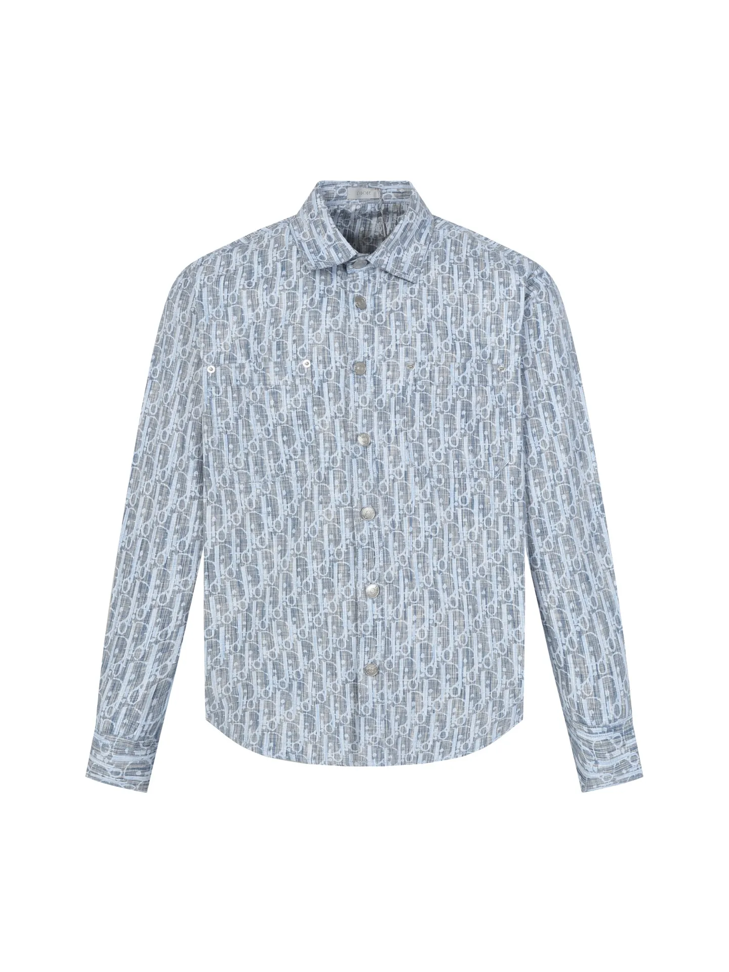 🅿️410 (original quality) CD 20FW full-print jacquard denim shirt, originally purchased for 14,500, different from the market version, exclusive molding and custom-made aluminum buckles, not easy to rust after long-term storage after washing. The "D1OR" letters on the small buttons on the pockets are clearly visible. The letters on the fabric are printed using a discharge printing process, which is to change the original color of the yarn to white and gray. It is not the so-called printed or jacquard fabric on the market. The texture of the fabric is thick and stiff, and it is not the soft and thin material on the market. Pay attention to the distinction. The fabric characteristics are not easy to wrinkle. The dyeing yarn 100% restores the original color, which is an instant hit on the market version. size: 38 39 40 41