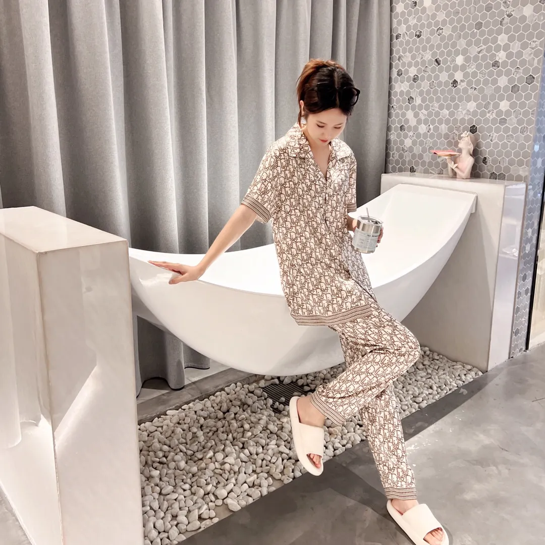 🅿️360 2024 DIOR Dior home wear, high-end Korean silk fabric, skin-friendly, soft and comfortable, couple size M～XXXL