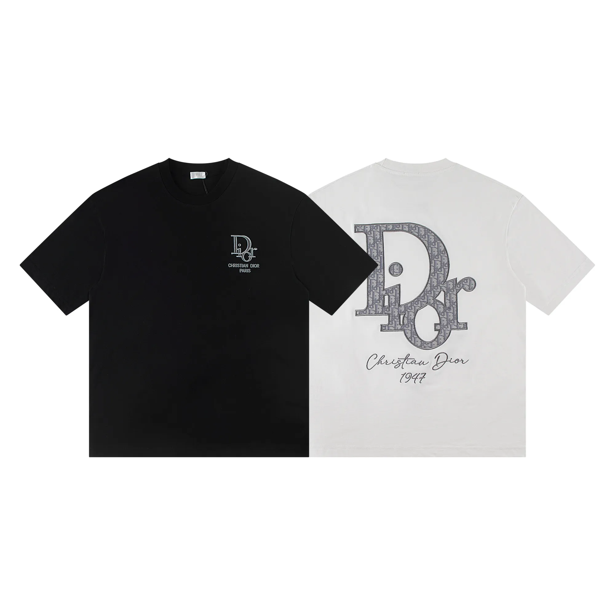 🅿️180 Dior*2026 latest short-sleeved material: high version 300g double yarn combed cotton Size: S M L XL Color: black white Style number: W2639