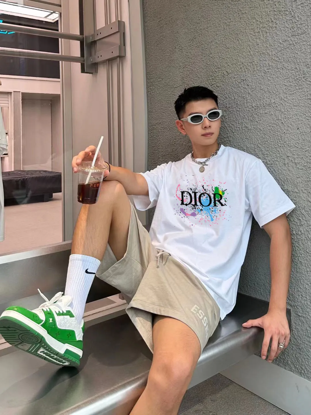 🅿️170 [DIOR Dior] 2025FW short-sleeved T-shirt LOGO printing High-end 26s double yarn 300g fabric Heavy fabric Customized frame ribbing in the same cylinder and dyeing Complete three standards Same style for men and women Color: Black White Size: S M L XL 2XL