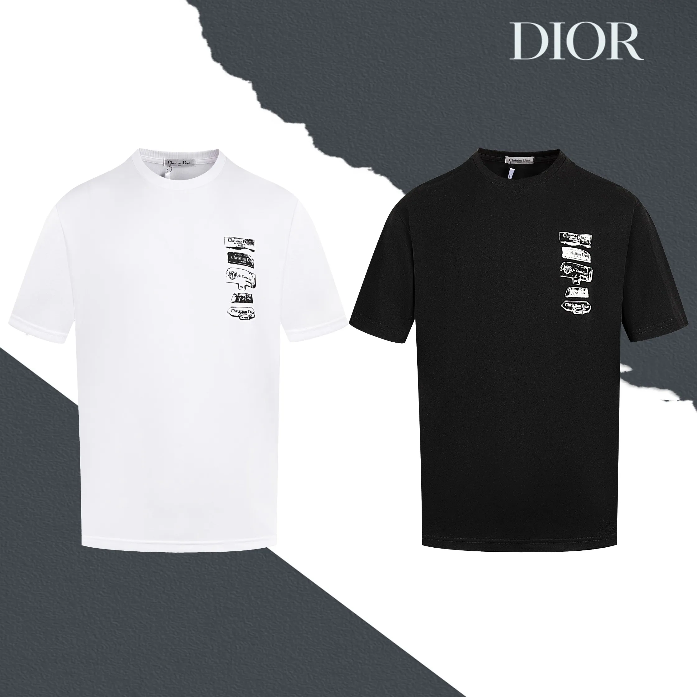 🅿️160 model number S07 DIOR graffiti letter print round neck short sleeves, laminated graffiti print, full package, three labels complete, original supporting accessories 1:1, main mark process, very high-end, has been pre-shrunk at high temperature, not easy to deform after repeated washing, pure cotton 280 grams, high gram weight, 32 double yarns, no pilling, no fading, comfortable and breathable, matched with 1x1 thread in the same cylinder, oversize loose version Can wear up to 220 pounds Color: black white Size: XS-L