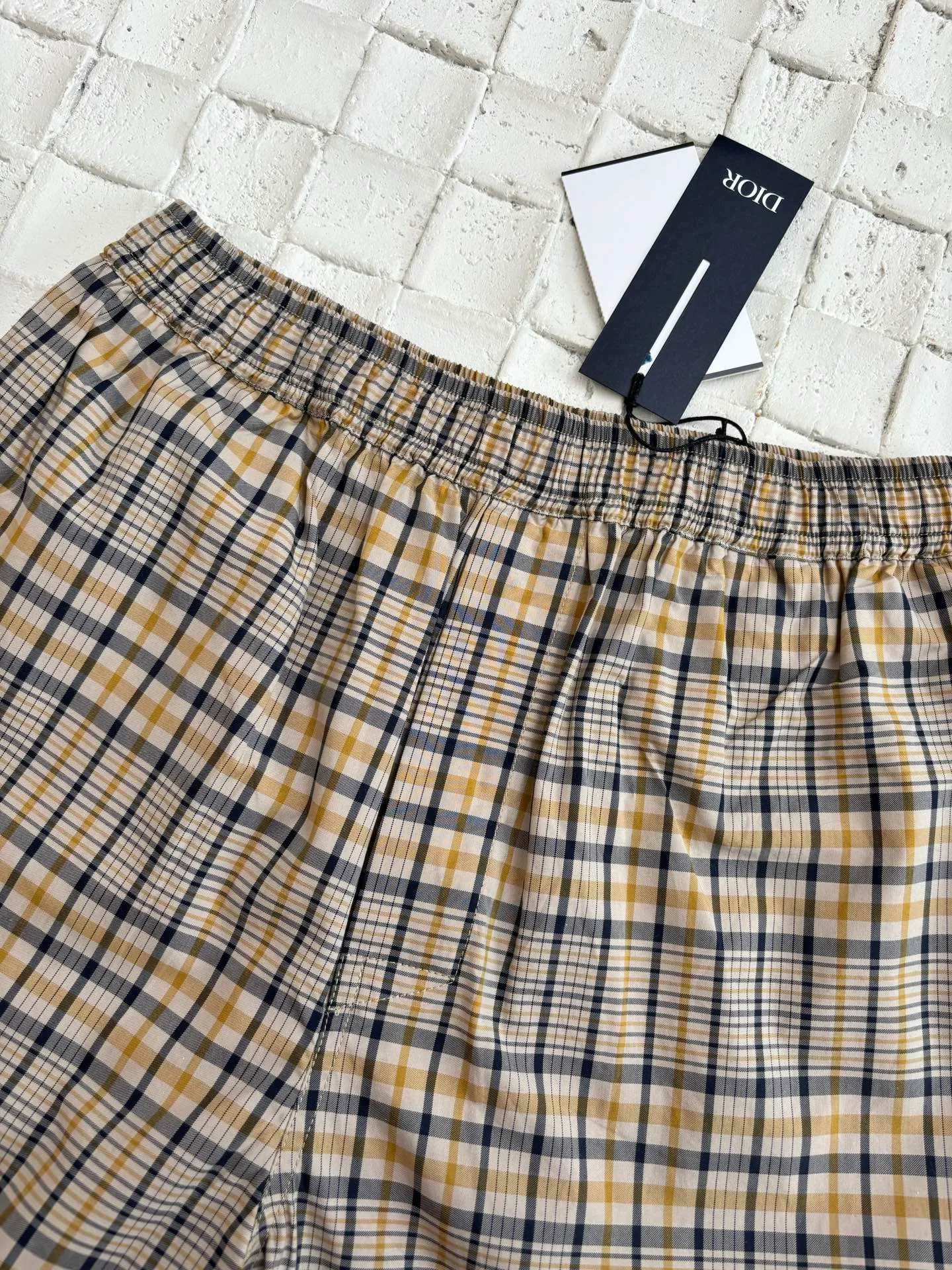 🅿️350 Dio*/Dior 25Ss new diamond pattern letter embroidered plaid five-quarter pants Size: S/M/L/XL