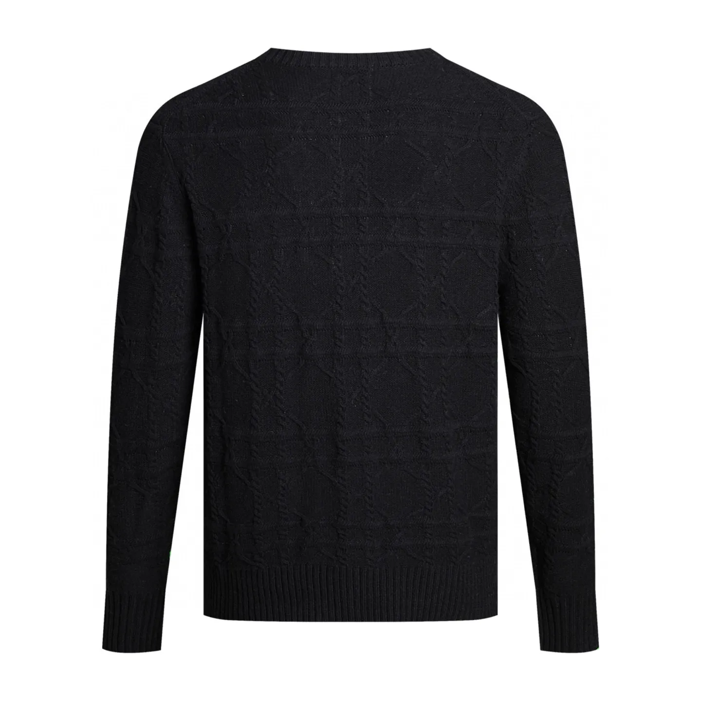 🅿️450 [Exclusive supply] CD cannage pattern cashmere crew neck sweater (black) Original purchase and development of 26,000, the fabric is made of 16-count cashmere blend, imported German (Stohl) 5 knitting machine, wool jacquard, wool fermentation wash, customized 1:1 trademark, hand washing is recommended (this product is woven from wool and is not easy to machine wash) Size: S-M-L-XL