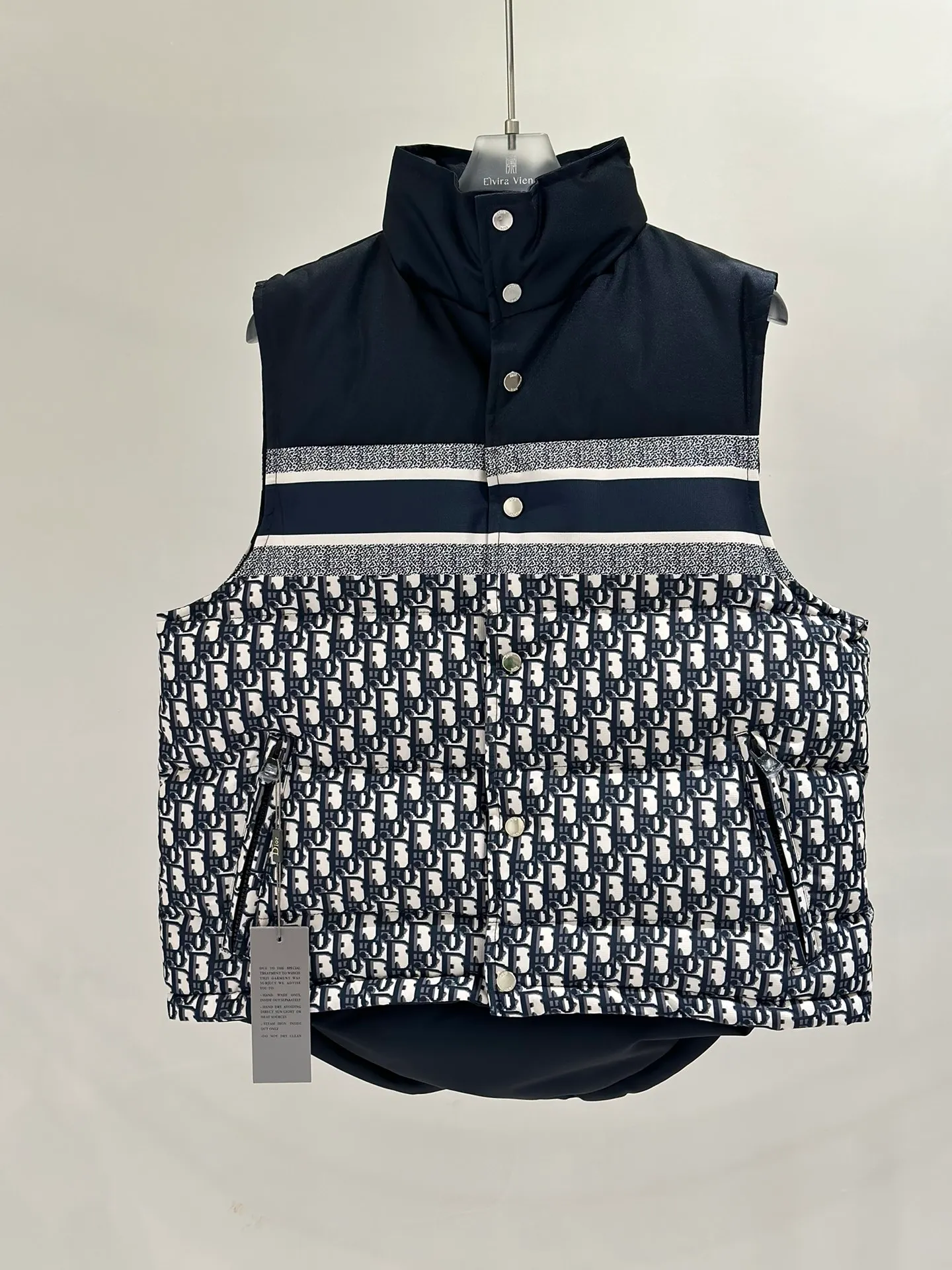 🅿️780 packed.  High-velvet goose down mu Di*r/Dior classic houndstooth all-over print reversible down jacket/down vest