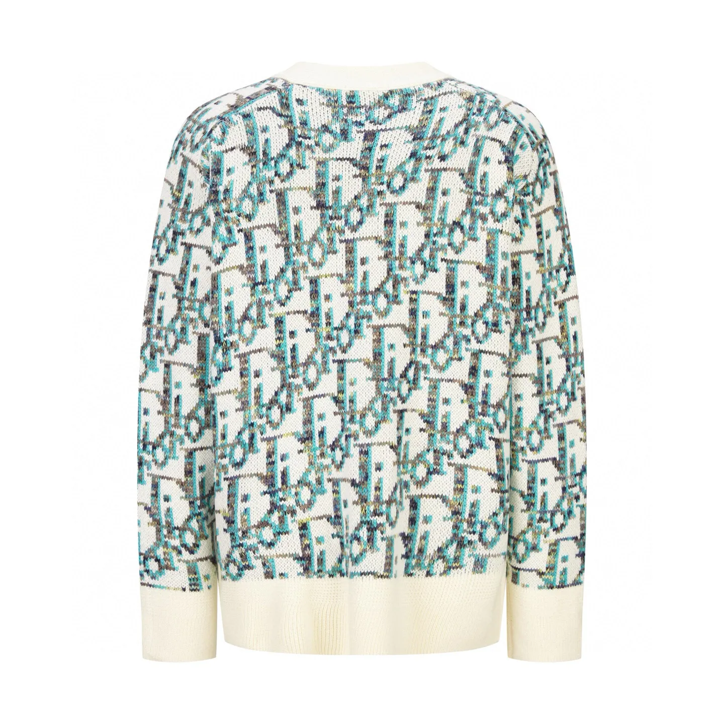 🅿️520 [Exclusive supply] CD 25SS all-over printed jacquard sweater cardigan The national specialty brand purchased the ZP operation for 15,500 yuan. The yarn is made of fixed dyed blue, beige, yellow, and brown yarns, and 100% wool yarn is twisted into strands. The imported 7-needle jacquard craft yarn is clear and textured, with obvious wool fiber on the surface. The special hemless design matches the macaron color to make the upper body perfect. The whole body is jacquard. The buttons are made of natural molded and engraved logo horn buttons. Each letter is in position to distinguish the wrong version on the market. Size:S-M-L