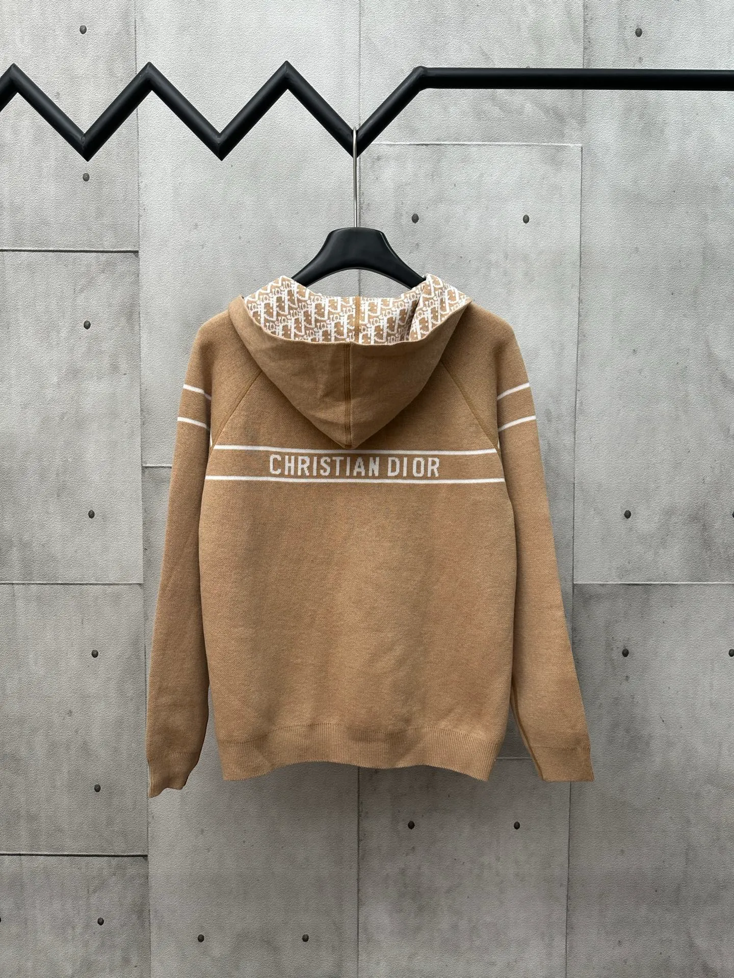 🅿️540 Dior 25ss new autumn and winter all-print hooded cardigan, classic letter logo jacquard embellishment, classic letter logo old flower jacquard decoration yb open mold letter CD zipper decoration Size: S M L XL