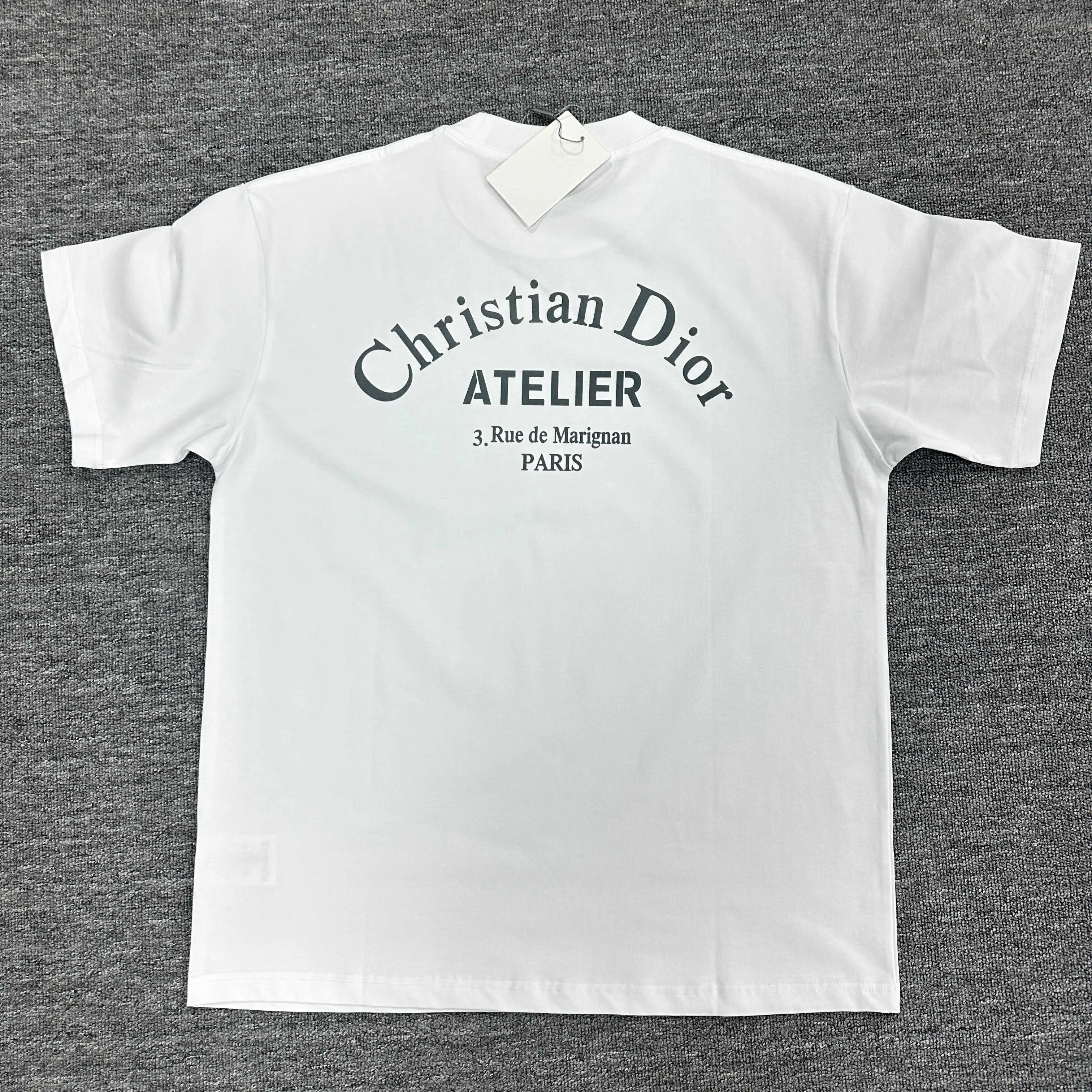 🅿️190 Dio* Dior 2025 spring and summer new style Classic letter flocking process before and after simple and elegant Customized double yarn plain cotton fabric Short-sleeved T-shirt Uniform for men and women Color: black white Size: S (90-130 catties) M (120-150 catties) L (140-165 catties) XL (160-180 catties) XXL (180-210 pounds)