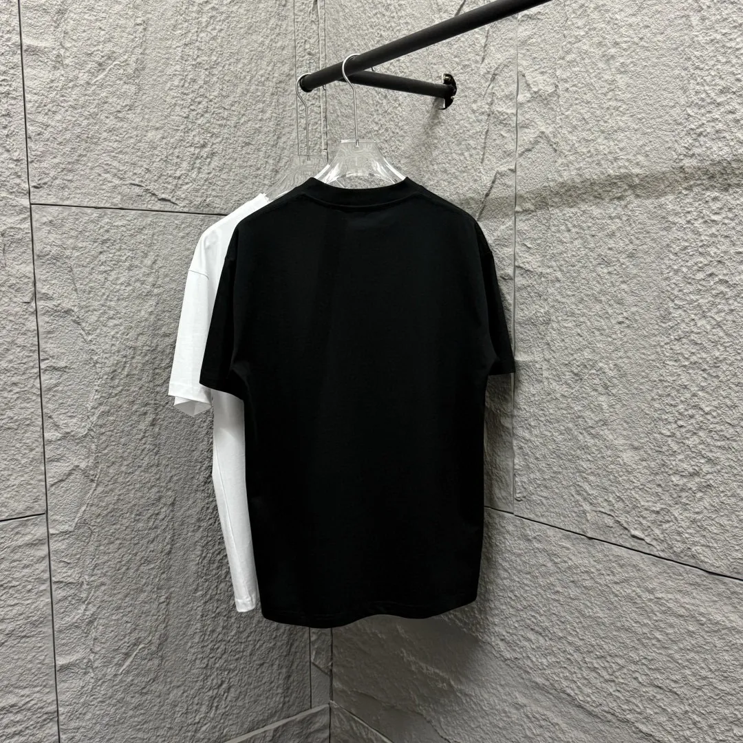 🅿️180 Dio* Dior 2025 spring and summer new style Classic letter silver thread embroidery Customized double yarn plain cotton fabric Short-sleeved T-shirt Uniform for men and women Size: S (90-130 catties) M (120-150 catties) L (140-165 catties) XL (160-180 catties) XXL (180-210 catties) Color: black white