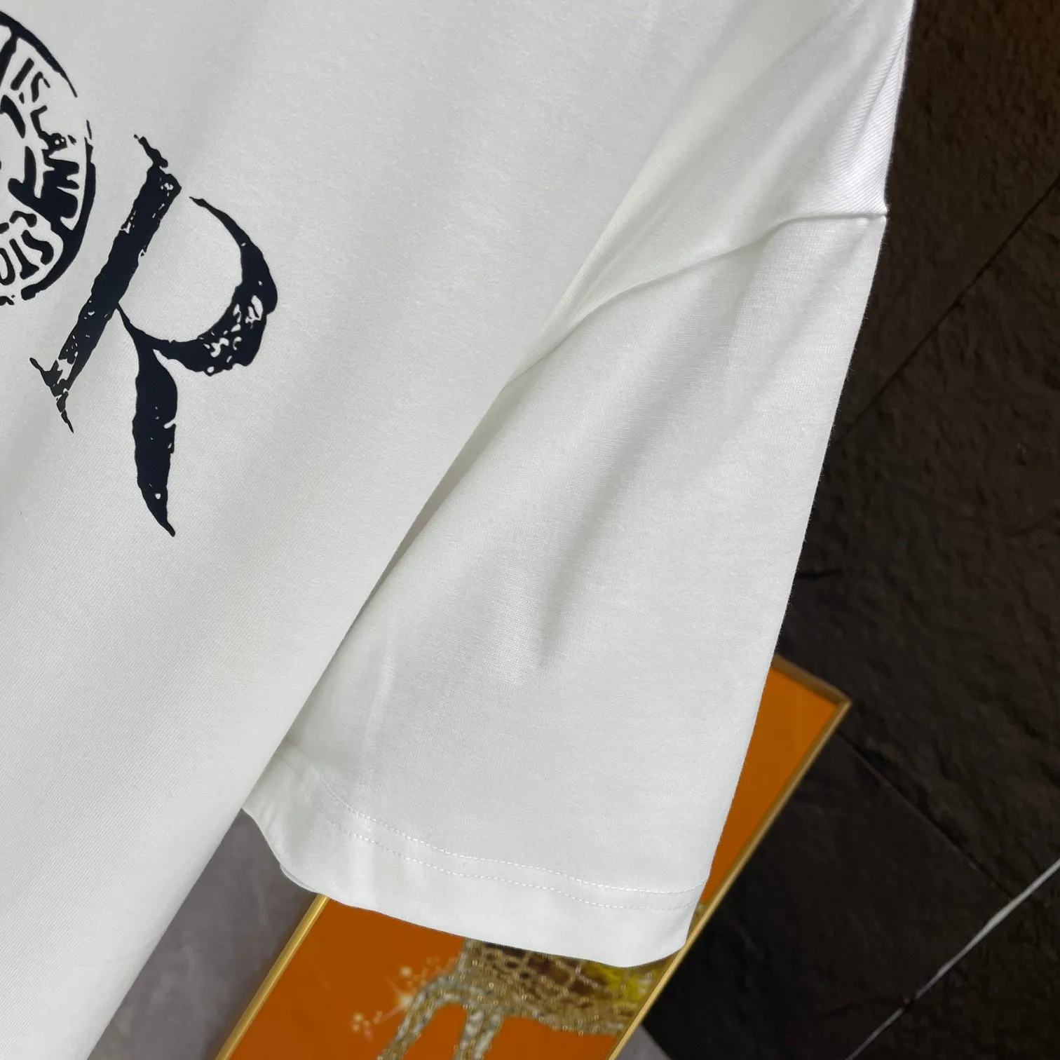 🅿️170 Dio* Dior* 2025 spring and summer new short-sleeved T-shirt Heavy cotton letter pattern printing Color: Black White Night Blue Size: S M L XL XXL