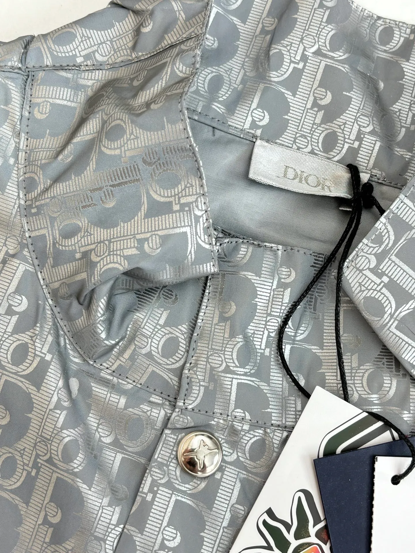 🅿️510 Dio*/Dior 25FW Hamilton joint Oblique printed reflective long-sleeved snap-button jacket Size: S/M/L/XL