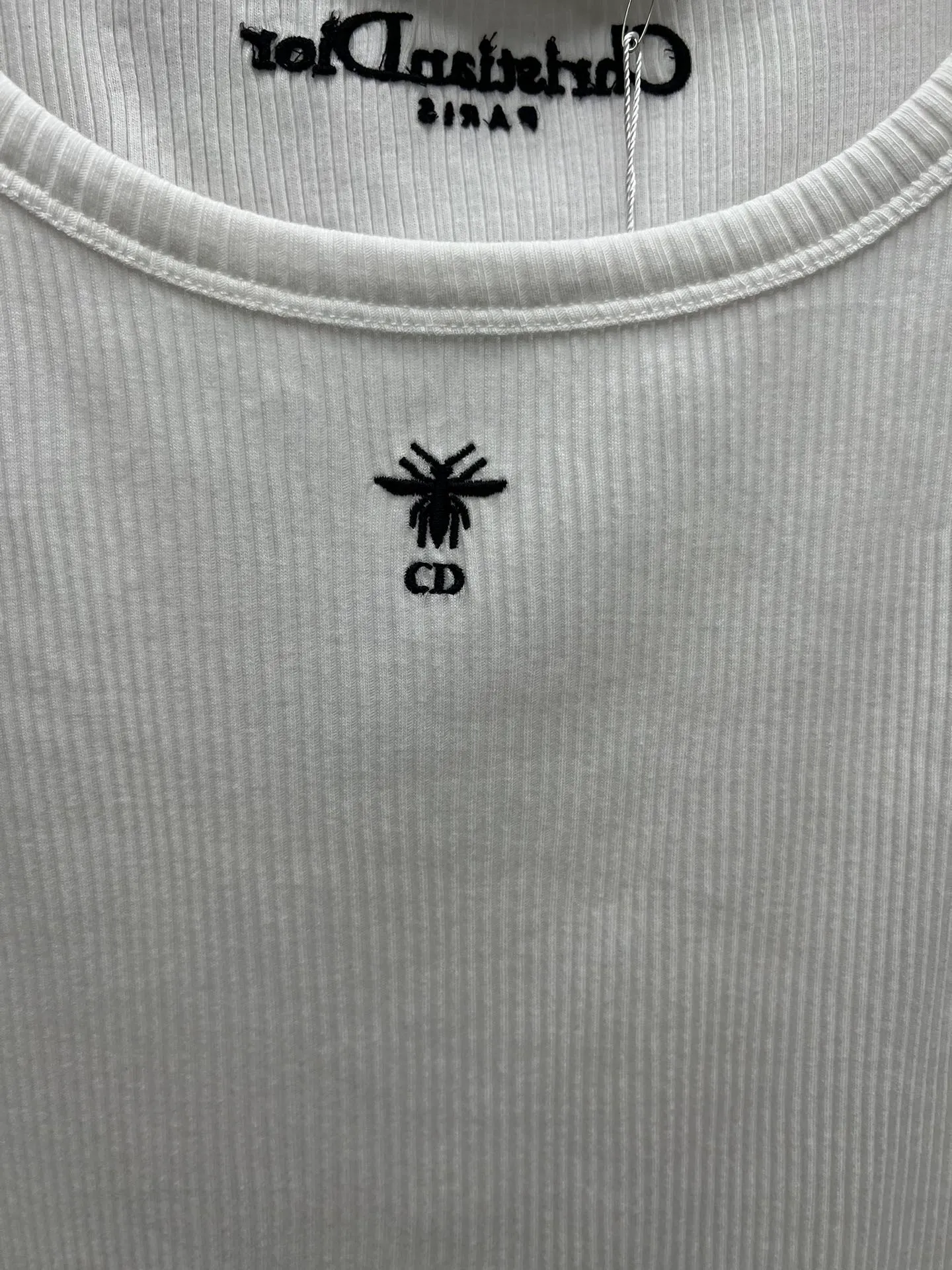 🅿️240 Dior 25ss new cotton ribbed bee CD logo embroidered round neck sleeveless tube top women's high version code number: S.M.L.