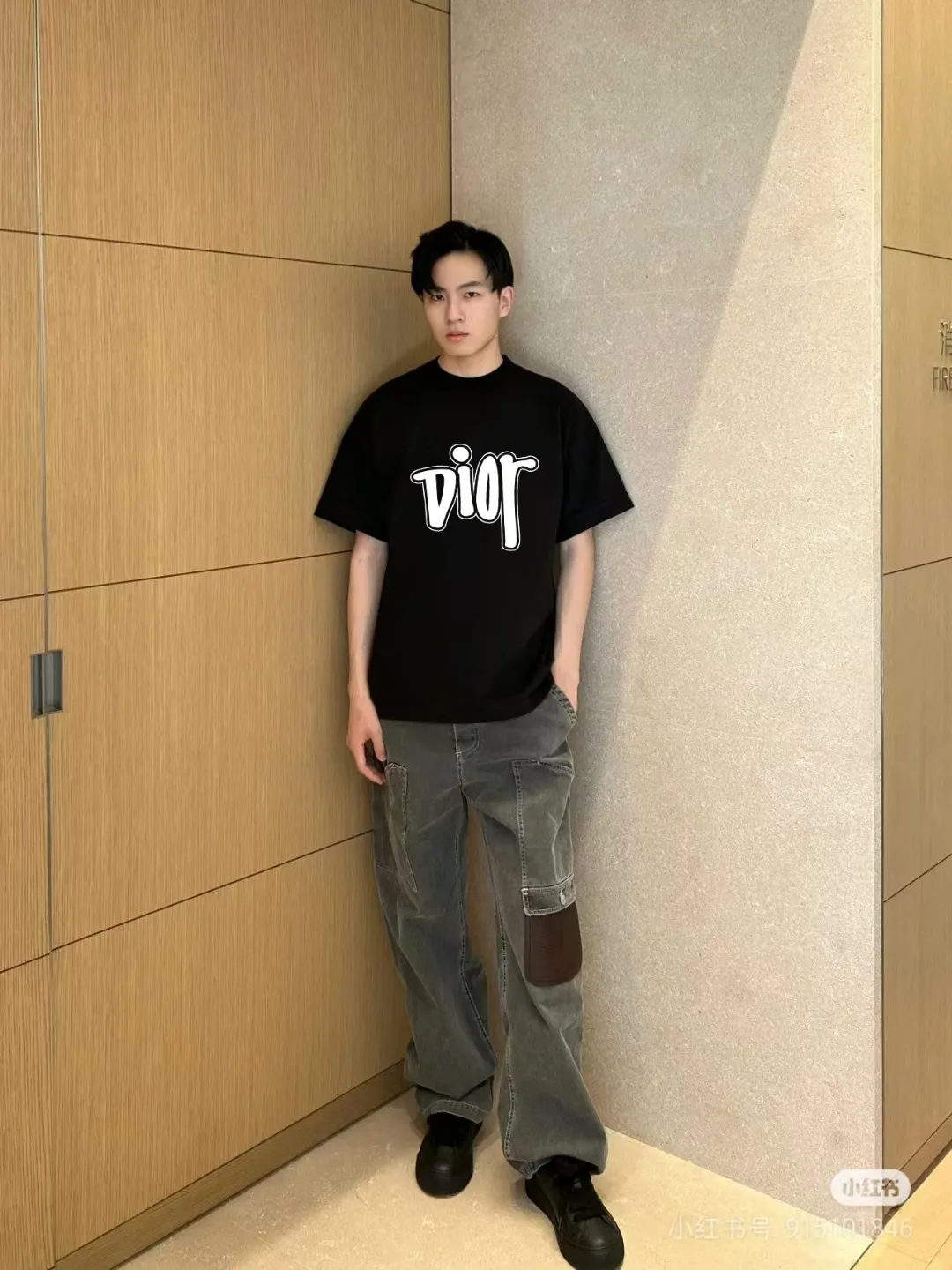 🅿️170 [DIOR Dior] 2025FW short-sleeved T-shirt LOGO printing High-end 26s double yarn 300g fabric Heavy fabric Customized frame ribbing in the same cylinder and dyeing Complete three standards Same style for men and women Color: Black White Size: S M L XL 2XL