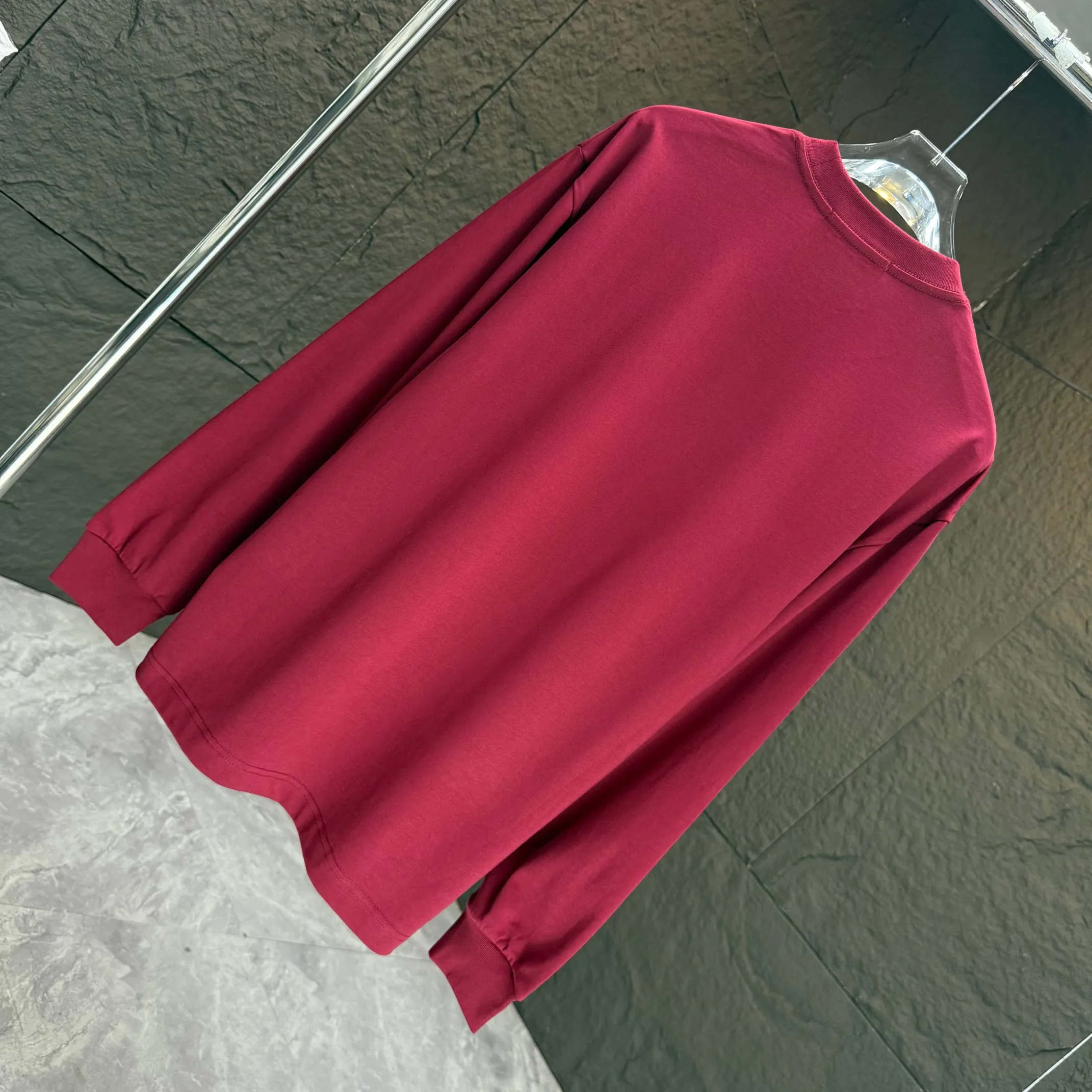 🅿️230 Dio* Dior* 2025 autumn and winter new thick long-sleeved T-shirt 320g pure cotton letter logo three-dimensional silicone Color: Black White Angora Red Size: S M L XL