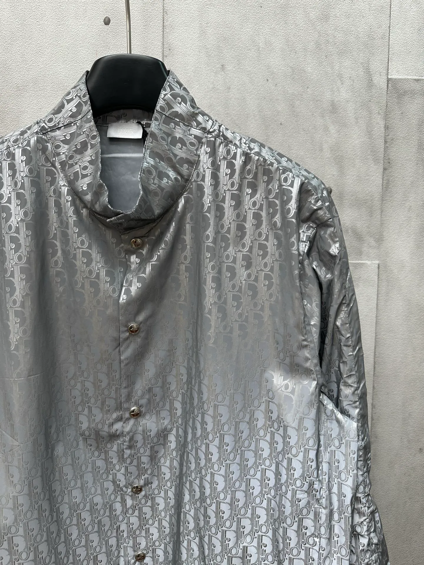 🅿️500 DIOR Dior 25ss Lewis Hamilton FW25 Capsule Series Twill Oblique Printed Reflective Single-Breasted Snap Button Oversized Shirt Size: S M L XL