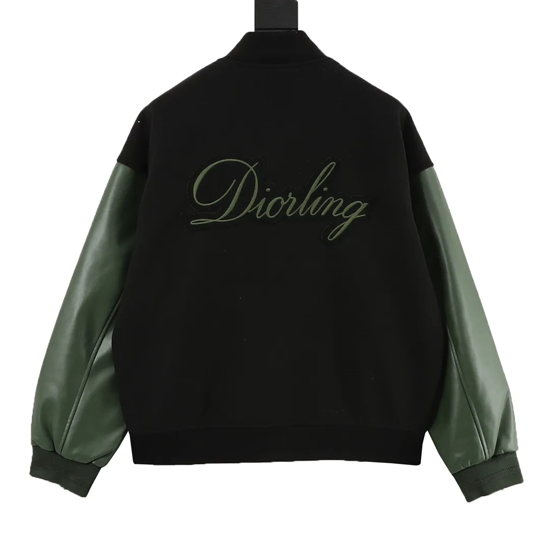 🅿️570 DIOR/Dior letter embroidered patchwork baseball jacket. Warm reminder: It is recommended to hand wash or dry clean! ! This year is particularly popular. Baseball uniform jackets are available at all levels on the market (you must compare the details). The most powerful quality control. Baseball uniforms have been produced and researched for 7 years. The details are exquisite. With it, you will be the most handsome boy in the world. The fully painted four-button buckle (button with LOGO), the fabric is customized for more than a month. It is not ready-made in the market. It is made of wool blend, custom-woven and dyed. It has high color fastness. It is recommended to hand wash or dry clean for the first time. "Custom-woven knitted rib at the hem", the lining is made of silky and delicate cupro fiber material, which can be worn directly next to the body. It is extremely comfortable, a heavyweight item, purchase version! Size：XS-L