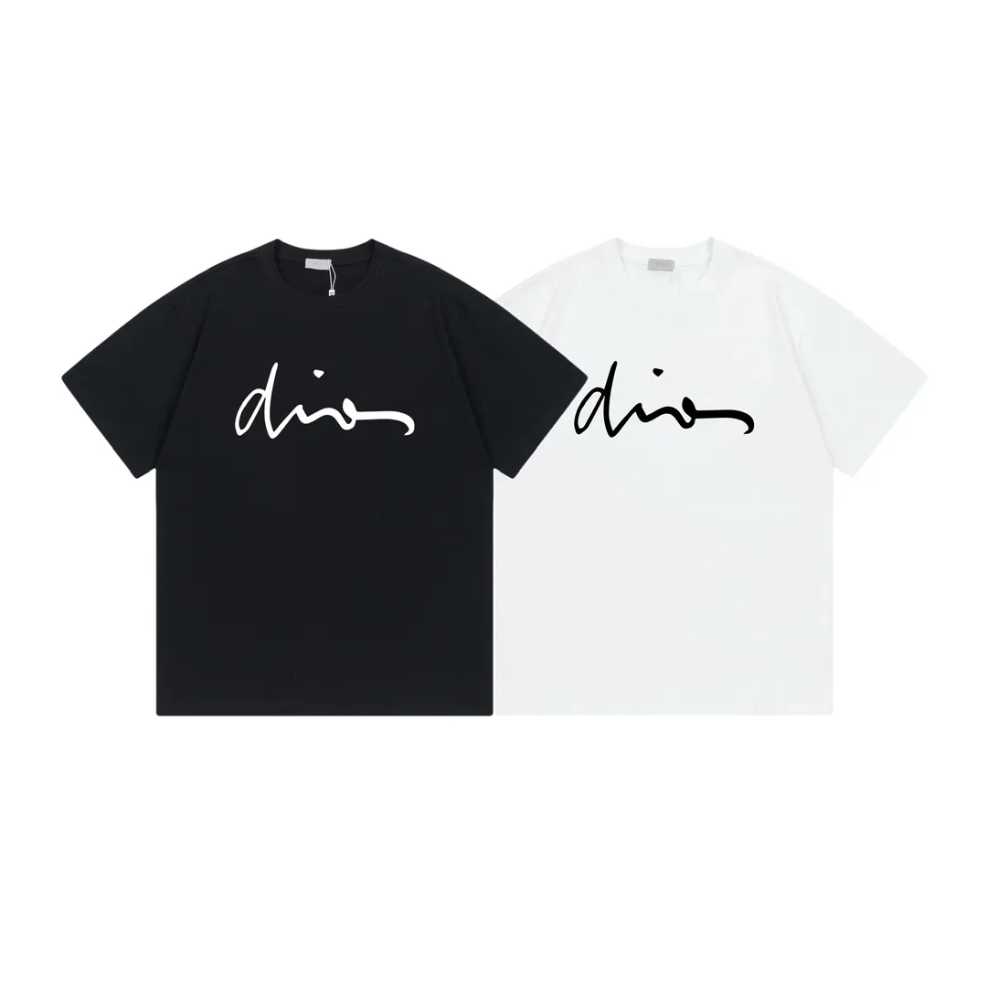 🅿️170 DIOR Dior 2025 new style artistic letter logo, same style for men and women, short-sleeved T-shirt ·Customized 300g 100% double yarn pure cotton fabric ·Dyeing 32 counts double strand thread ·Collar label, hangtag, main mark and three labels complete Color: Black Size: XS S M L