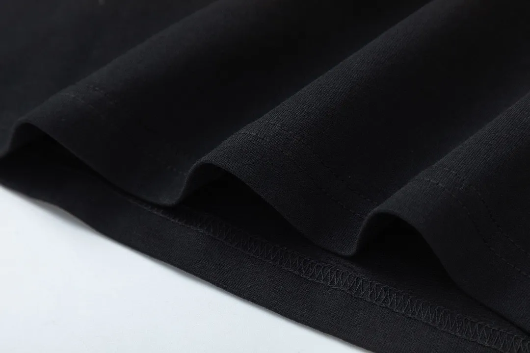 🅿️170 Dior 2025 early spring new style, customized 270g double yarn pure cotton fabric, embroidered fake pockets, hollow letter logo, couple style, short-sleeved T-shirt, color: black, size: XS-L