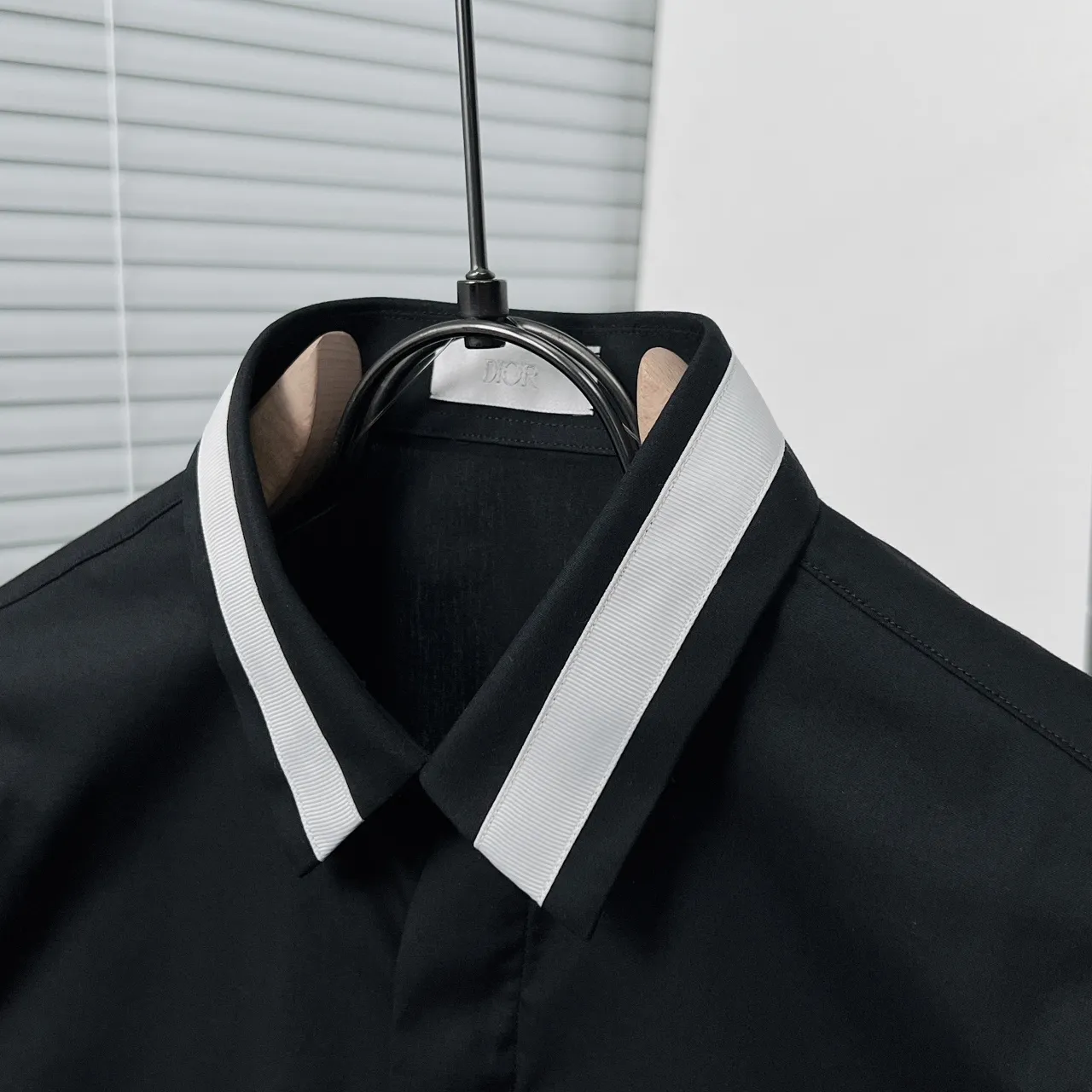 🅿️366 DIO*/Dior collar color-blocked webbing bee classic embroidered shirt Size: M-3XL Color: black white