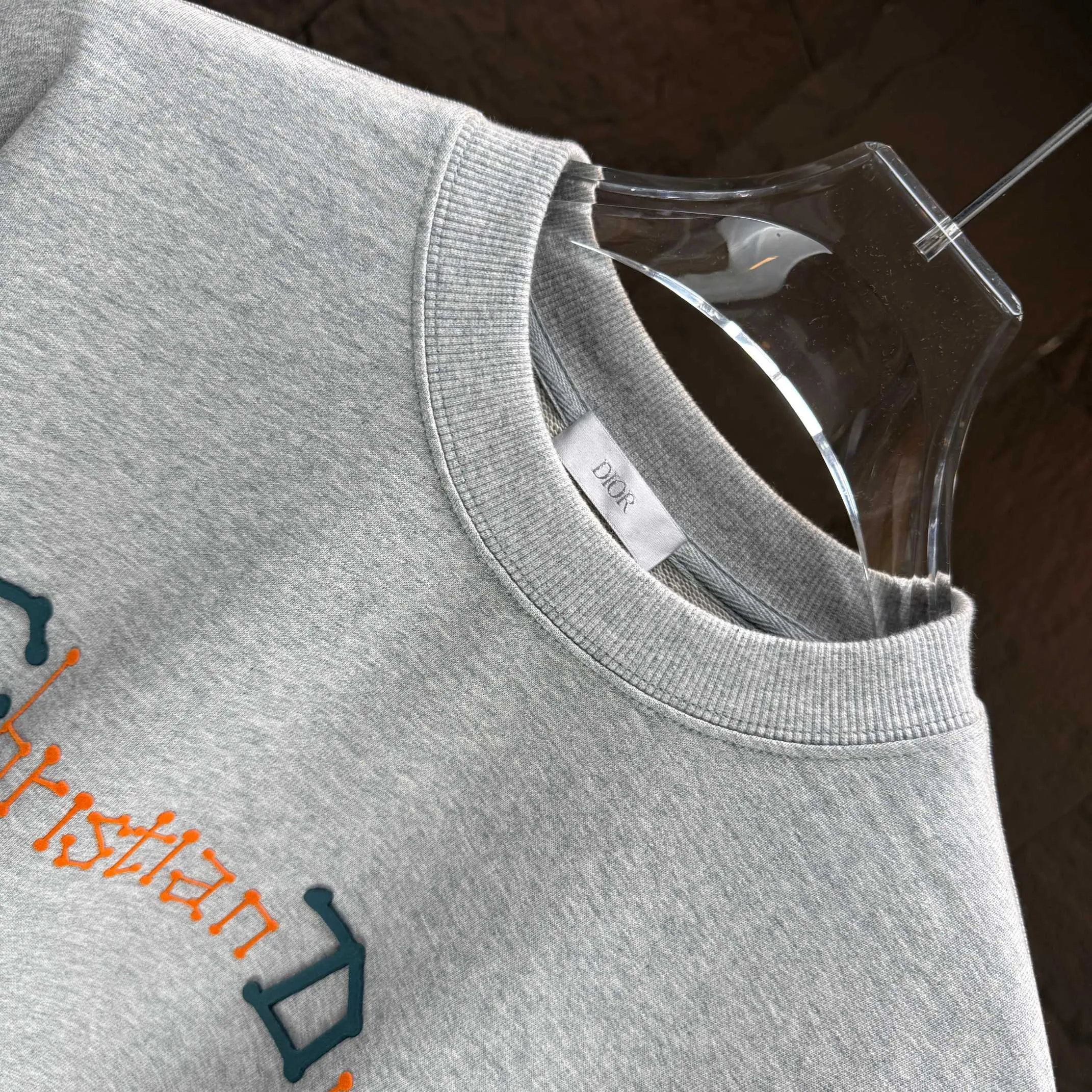 🅿️250 Dio* Dior* 2025 autumn and winter new round neck sweatshirt 400 grams terry cotton letter logo flocking ➕skin-feeling cotton Color: Black White Blue Gray Size: S M L XL XXL